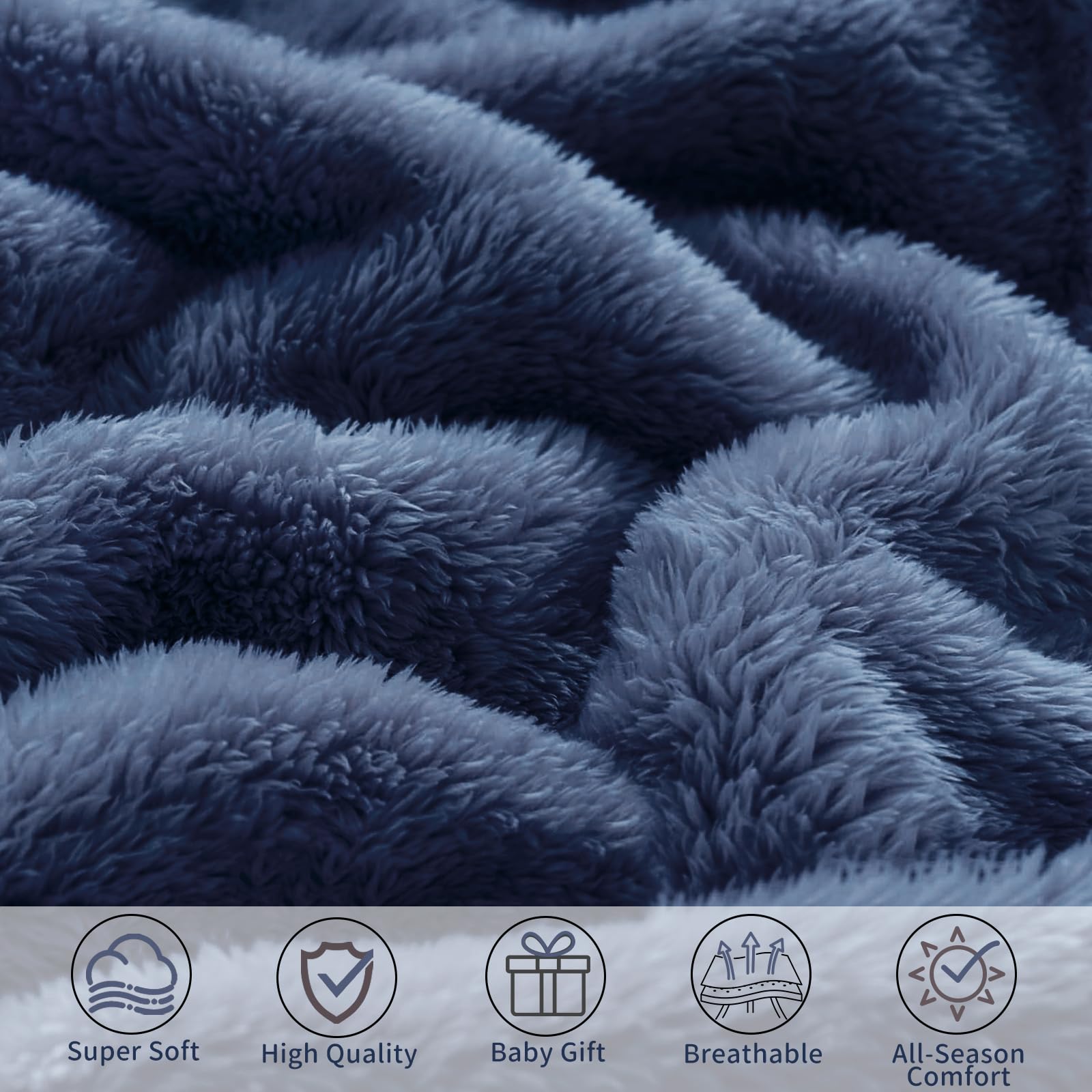 Pro Goleem Fleece Baby Blankets for Boys with 2 Inch Satin Trim, Super Soft Plush Receiving Blanket for Infant Toddler Newborn, Cozy 30x40 Inch Crib & Stroller Blanket (Navy Blue)