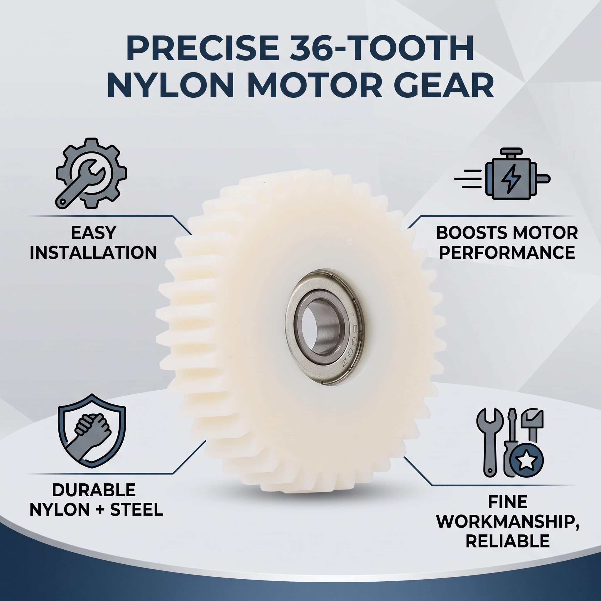 36 Tooth Motor Gear - Nylon Worm Gear for 500W Motors -6
