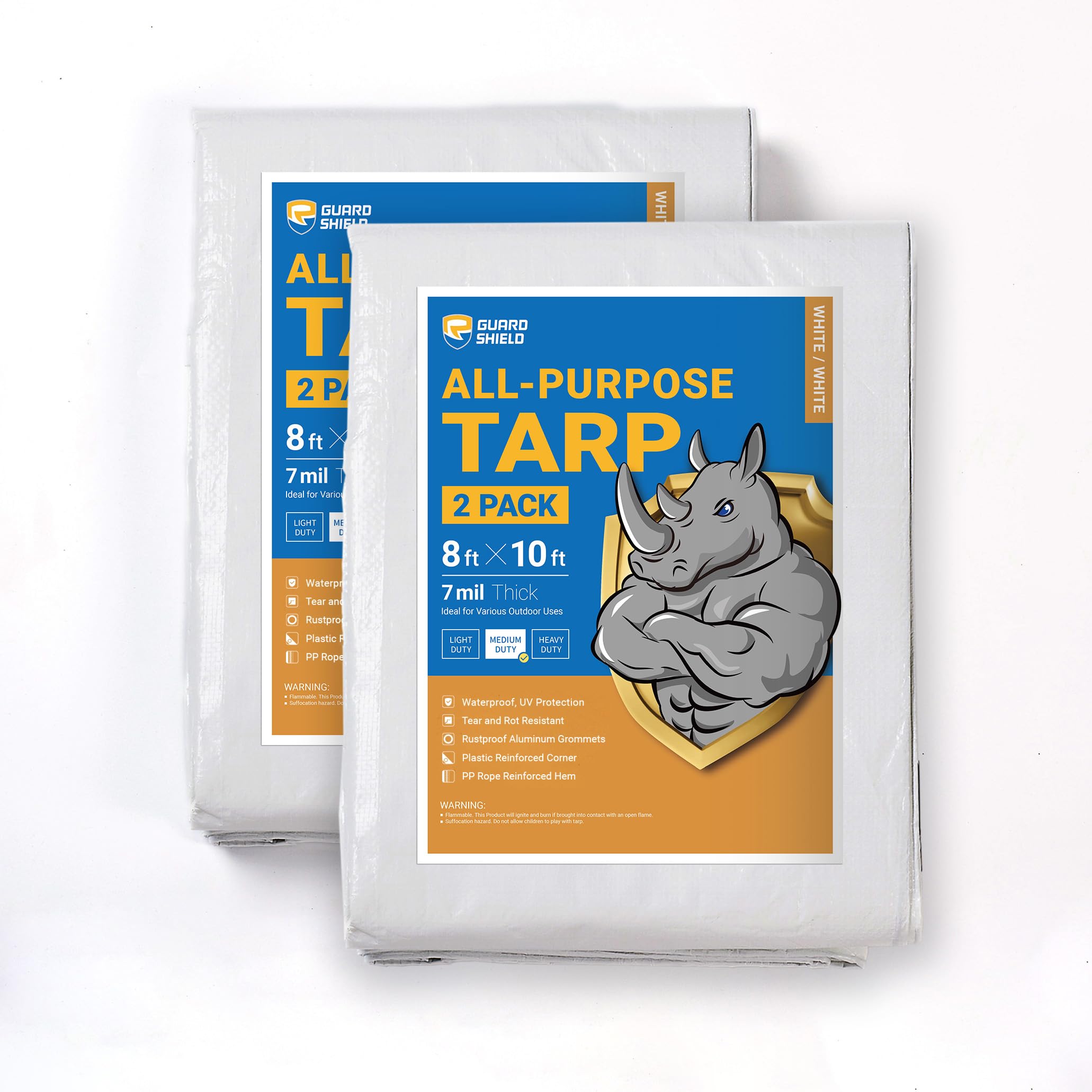 GUARD SHIELD White Tarp 10x12 Feet Medium Duty All Purpose Poly Tarps Cover 7mil — view 91