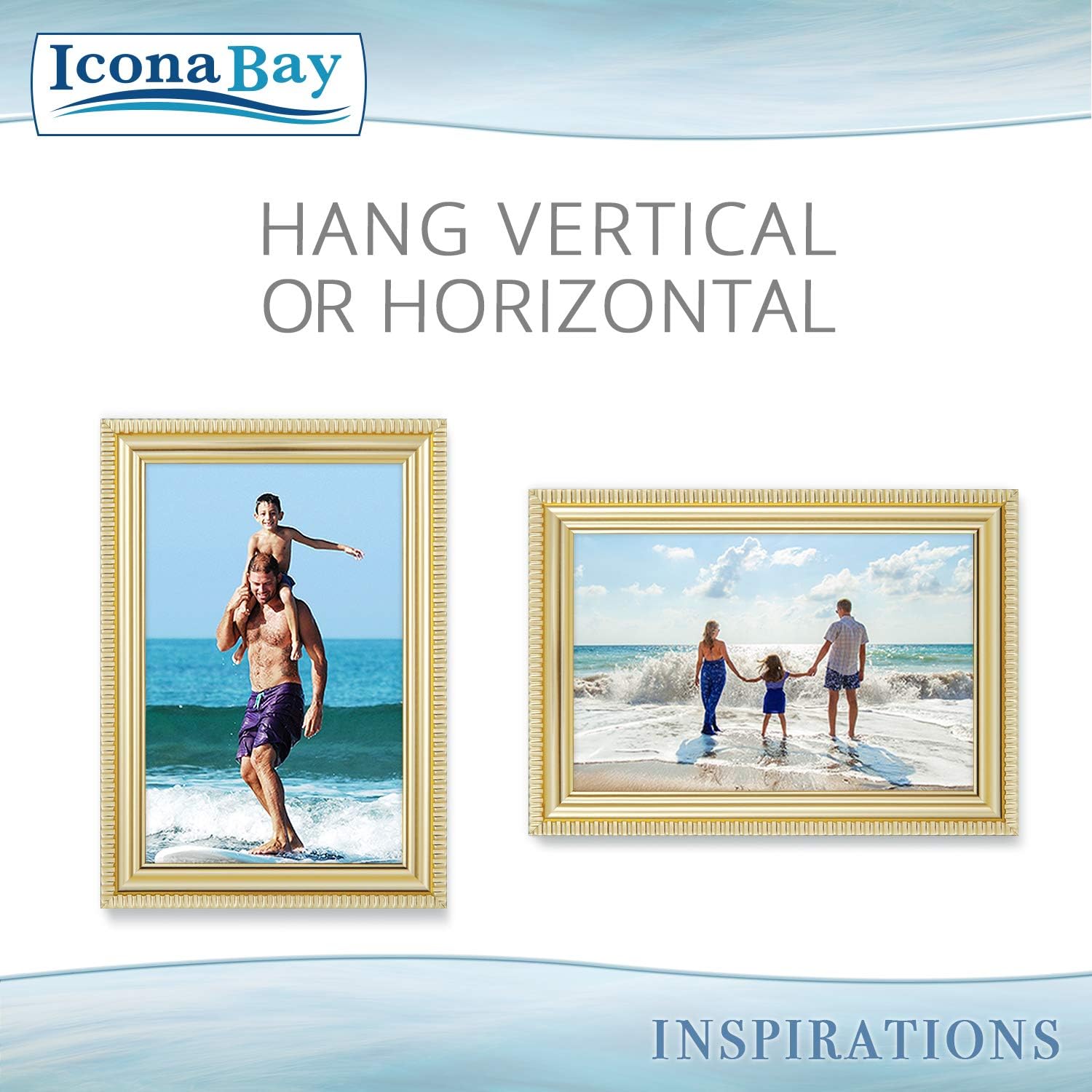 Icona Bay 4x6 Gold Picture Frame Beautifully Detailed Molding, Contemporary Picture Frame Set, Wall Mount or Table Top, Inspirations Collection