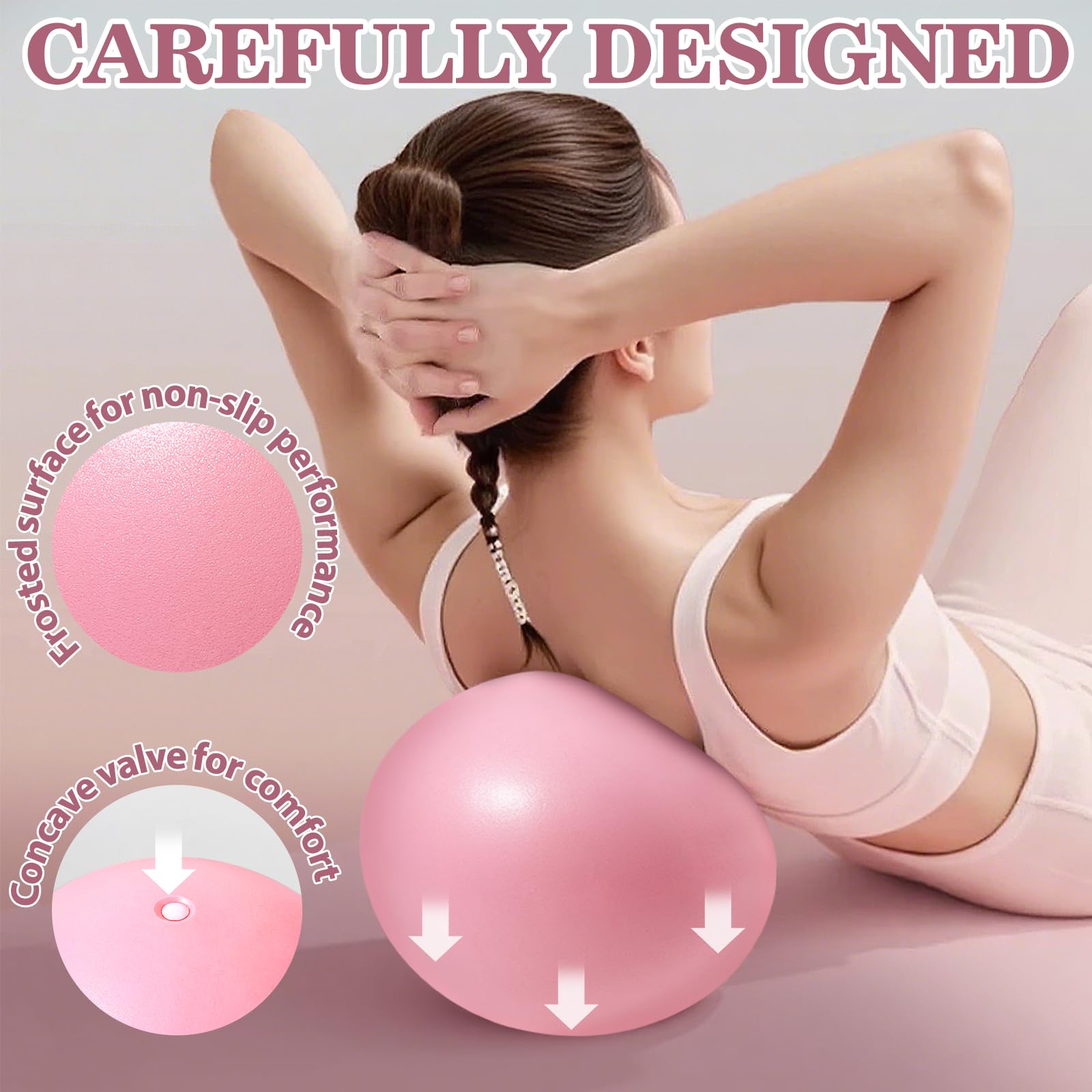 Vortix 3/6 palline da pilates, 25 cm, anti-esplosione e antiscivolo, piccola palla da ginnastica con tubo gonfiabile, palla da pilates per muscoli del pavimento pelvico, per yoga e fitness