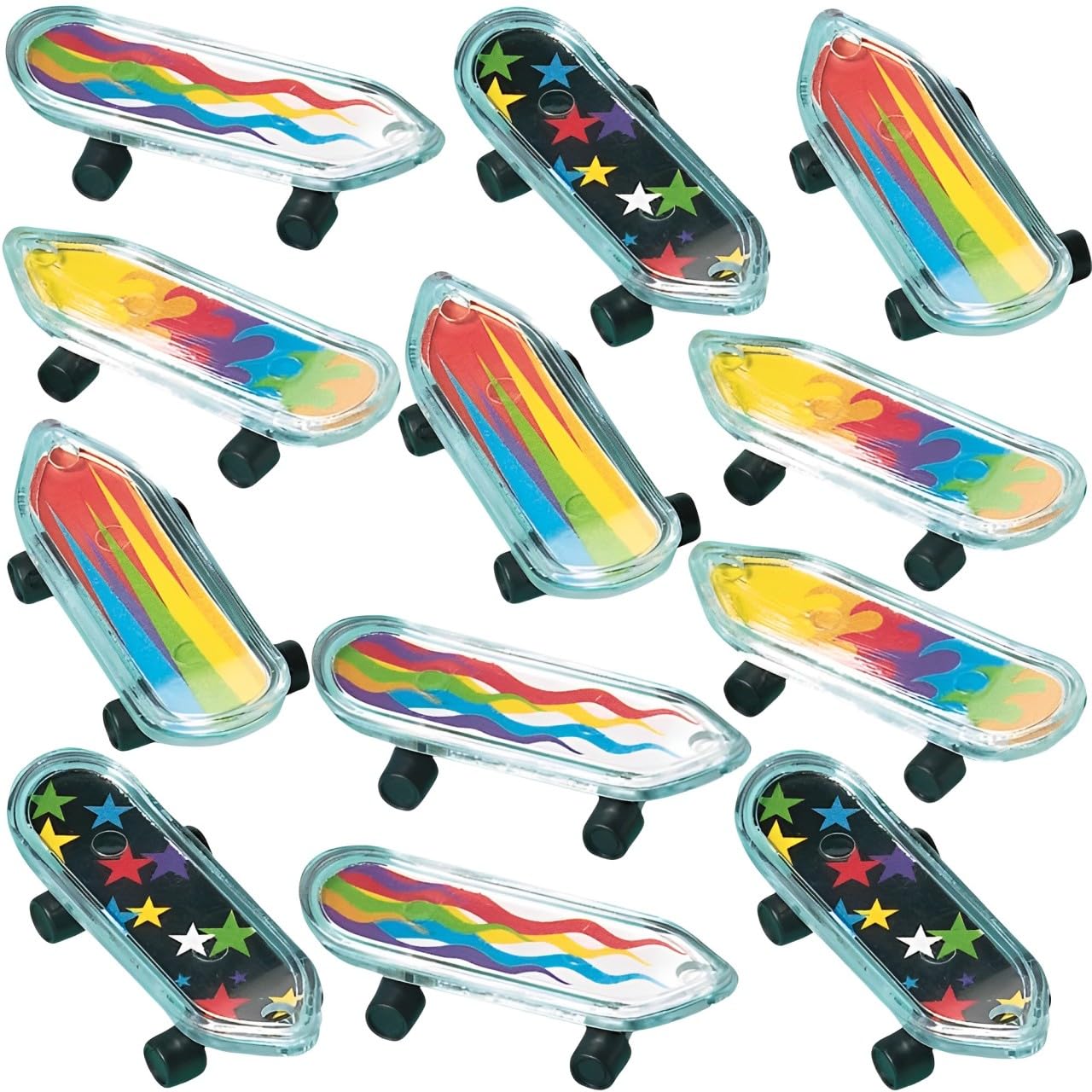 Amscan Ultimate Finger Skateboard Value Pack - 1.87" x 0.5" x 0.5"(Pack of 12) - Multicolor Mini Plastic Skateboards - Perfect Party Favors & Skill-Boosting Toy Collection