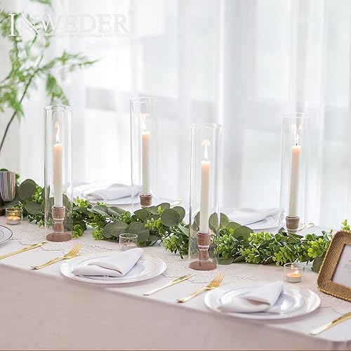 Miniatura 4 de Inweder Portavelas de madera rústica 10 piezas de candelabros de madera para velas cónicas, candelabros de madera para candelabros, soportes cónicos