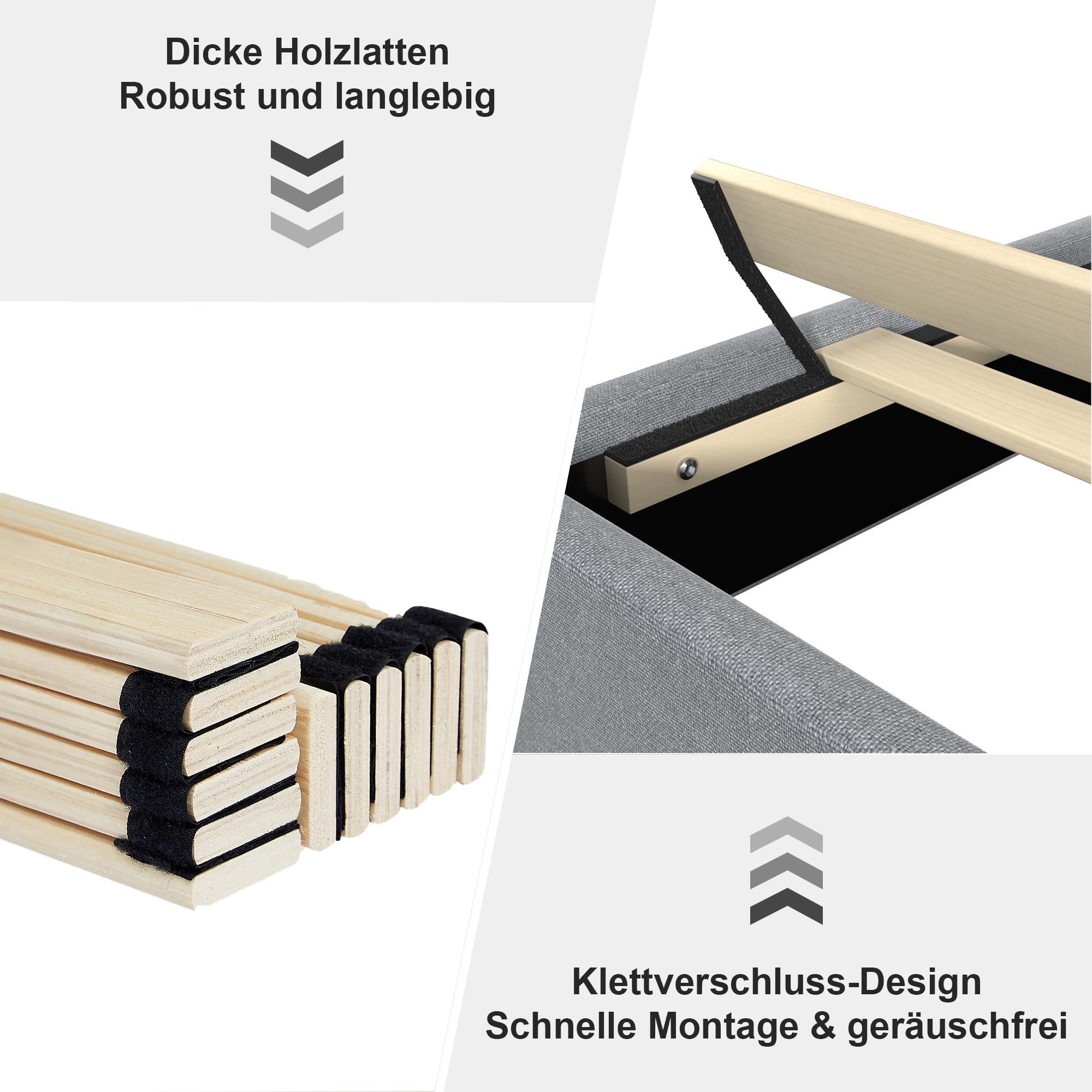 VECELO Polsterbett 140 x 200 cm, Doppelbett mit Höhenverstellbarem Kopfteil, Bett Bettrahmen mit Lattenrost, Gepolstertes Bettgestell Jugendbett für Schlafzimmer Gästezimmer, Hellgrau