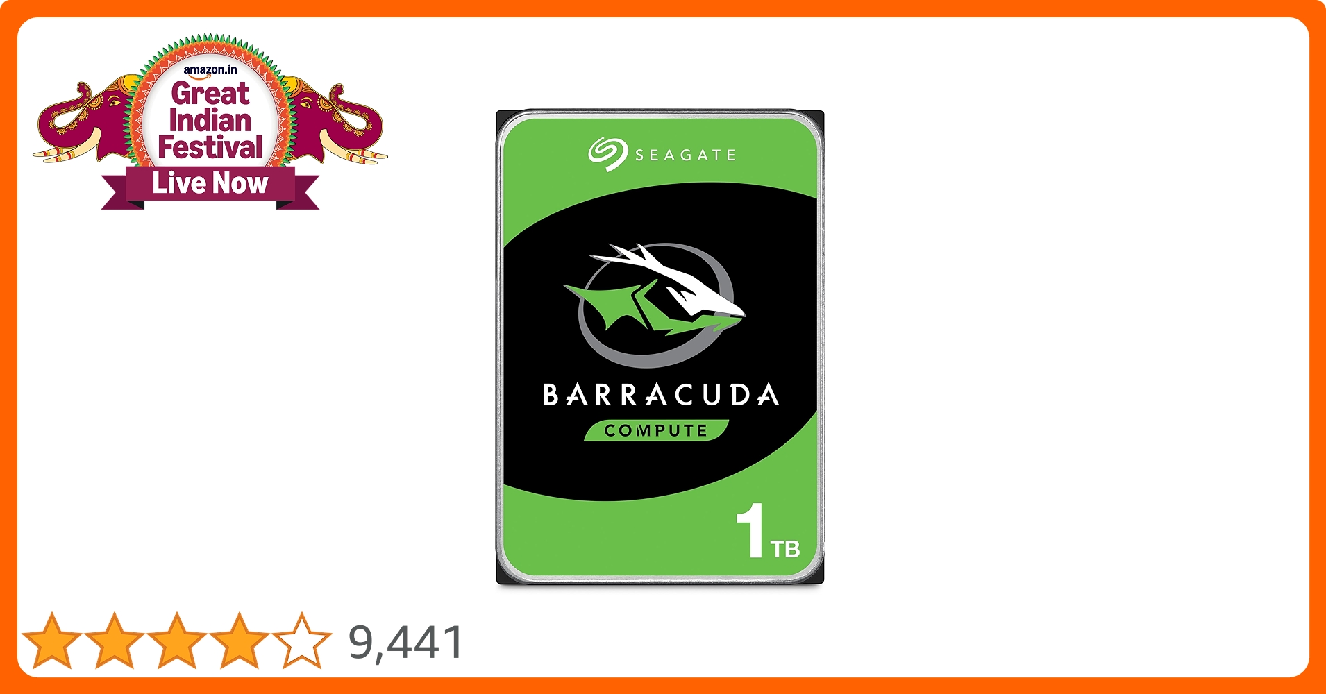 Seagate Barracuda 1TB Internal Hard Drive HDD - 2.5 Inch (6.35 cm) SATA 6 Gb/s, 5400 RPM, 128MB Cache for Computer Desktop PC (ST1000LM048)