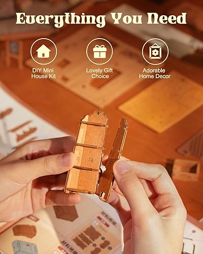 Miniatura 65 de Rowood Kit de casa en miniatura, kit de casa de muñecas en miniatura para adultos, kits de modelo para adultos para construir con LED, cumpleaños