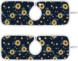 tray around faucet for kitchen sink Fast-Drying hangable stone faucet mat for for Kitchen Counter & Bathroom Sink 23.6”--Sunflower Wood Blue