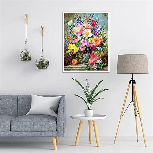 YEEIFFD Flores de pintura de diamantes 5D para adultos, flores coloridas por números, gema de arte de diamantes de imitación de cristal para