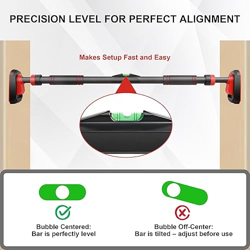 Miniatura 5 de TOPOKO Barra de dominadas para puerta, barra de entrenamiento de fuerza sin tornillos, ancho ajustable con mecanismo de bloqueo, barra de dominadas