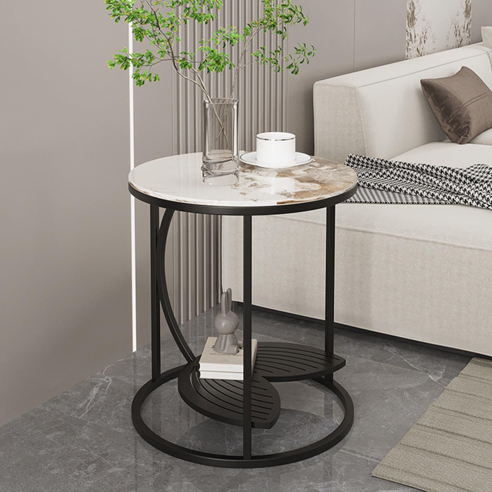 Table étroite ronde à 2 niveaux pour meubler les petits espaces