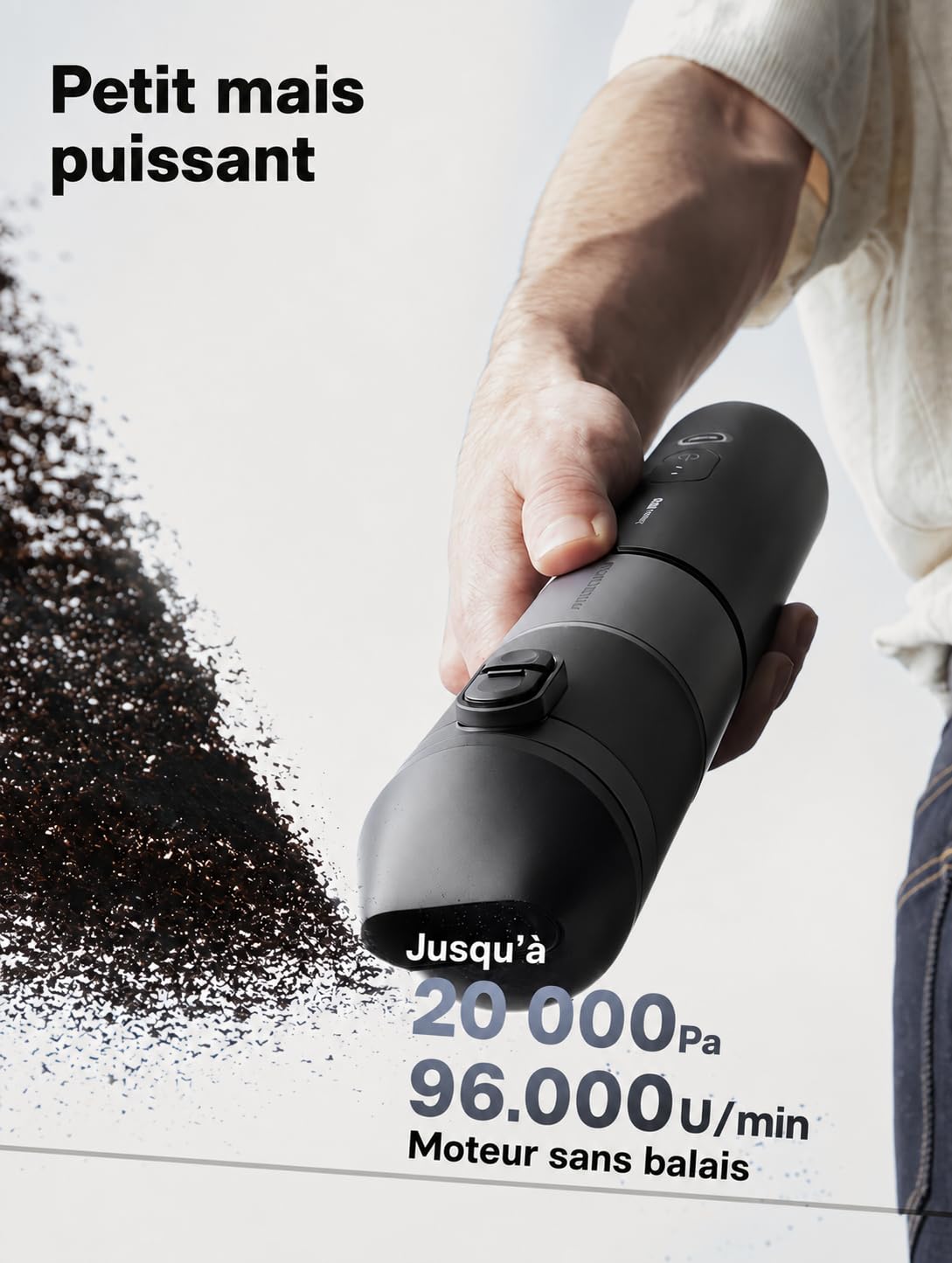 HOTO Aspirateur Voiture Puissant sans Fil, aspirateur à Main 20 000 Pa | Mini aspirateur sans fil 4 en 1: souffleur air comprimé, gonflage, vide, pour voiture, maison, bureau, claviers