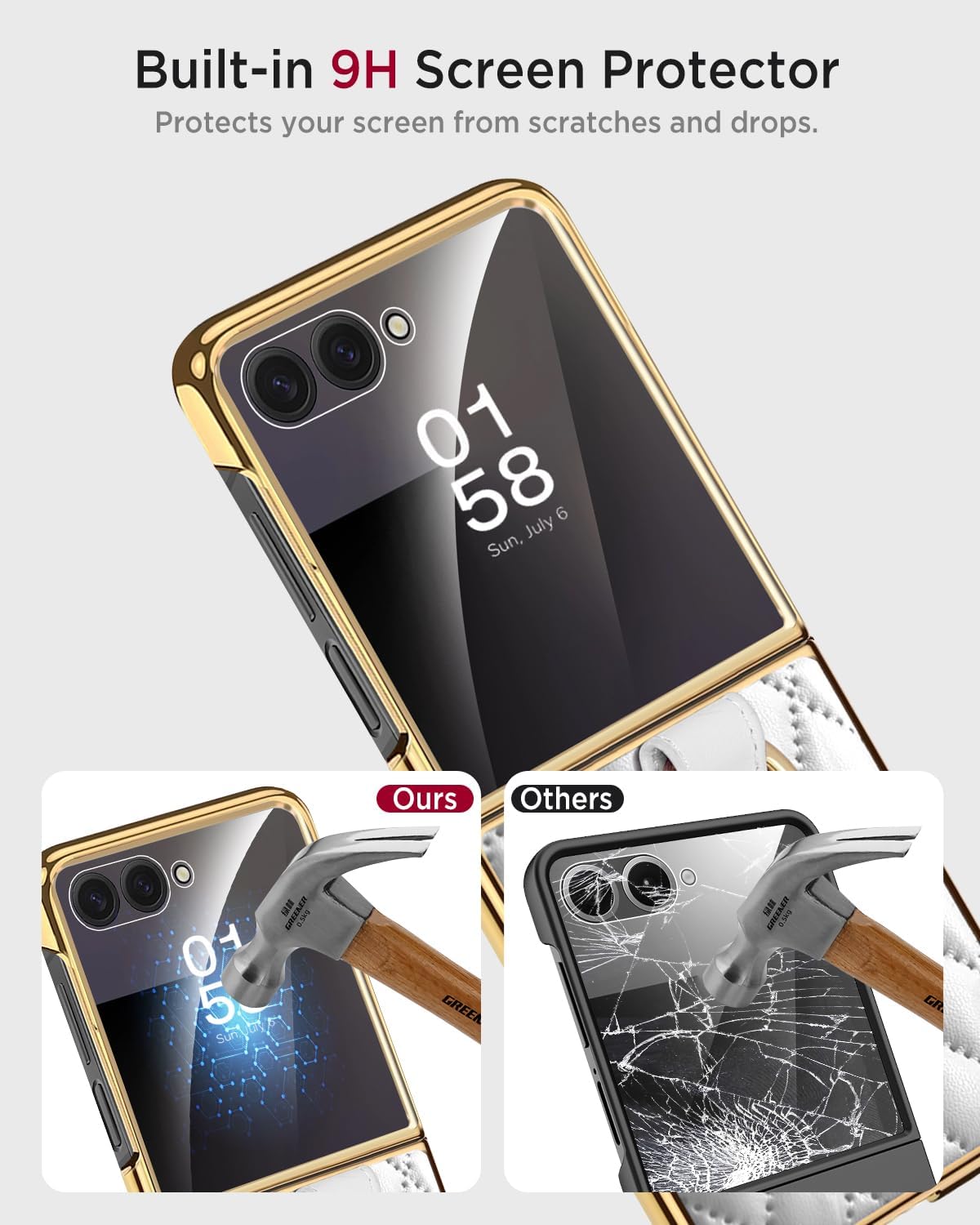 Miimall for Samsung Flip 7 Phone Heavy Duty Case, Screen Protector & Ring Military Grade Anti-Fingerprint Shockproof Dropproof Women Protective Fundas para Case for Galaxy Z Flip 7 2025 Cover, White