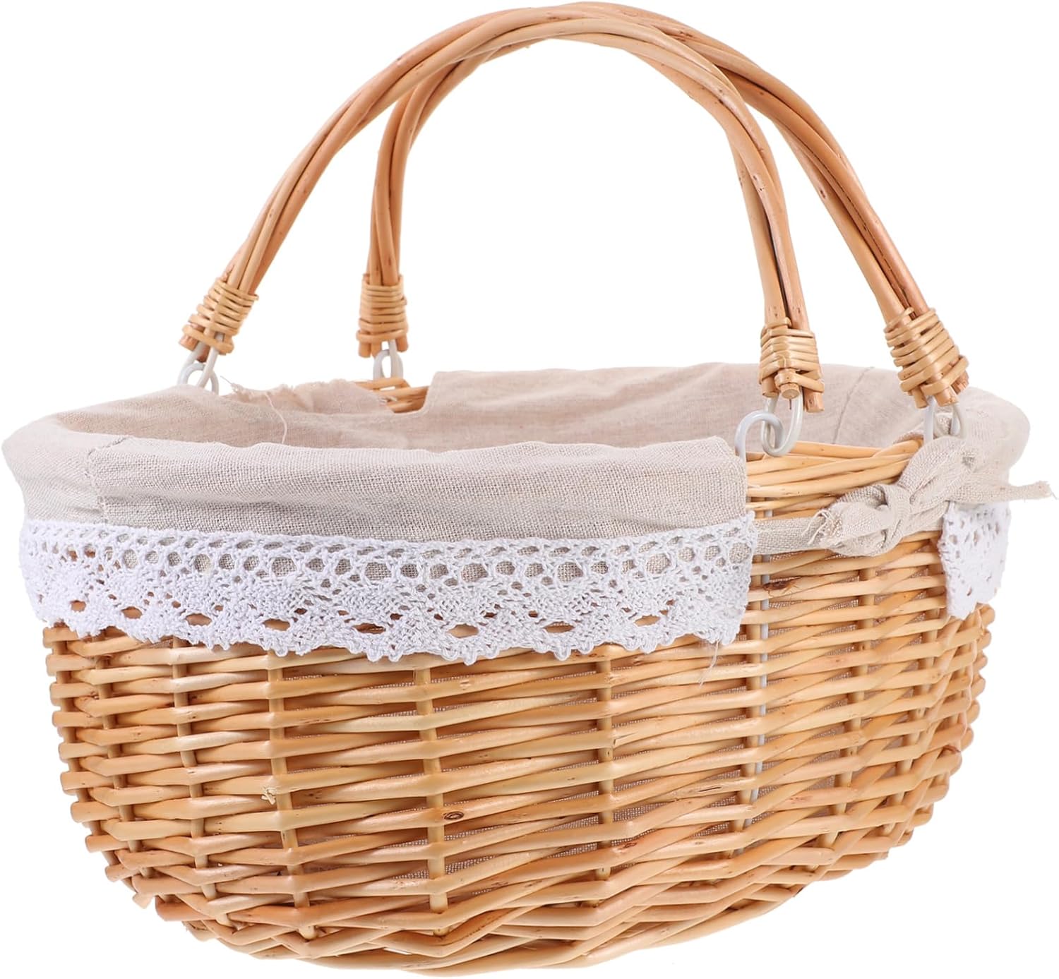 Woven Picnic Basket Inner Handheld Storage for Eggs Bread and Fruits for Outdoor Events and Home Organization Practical and Decorative