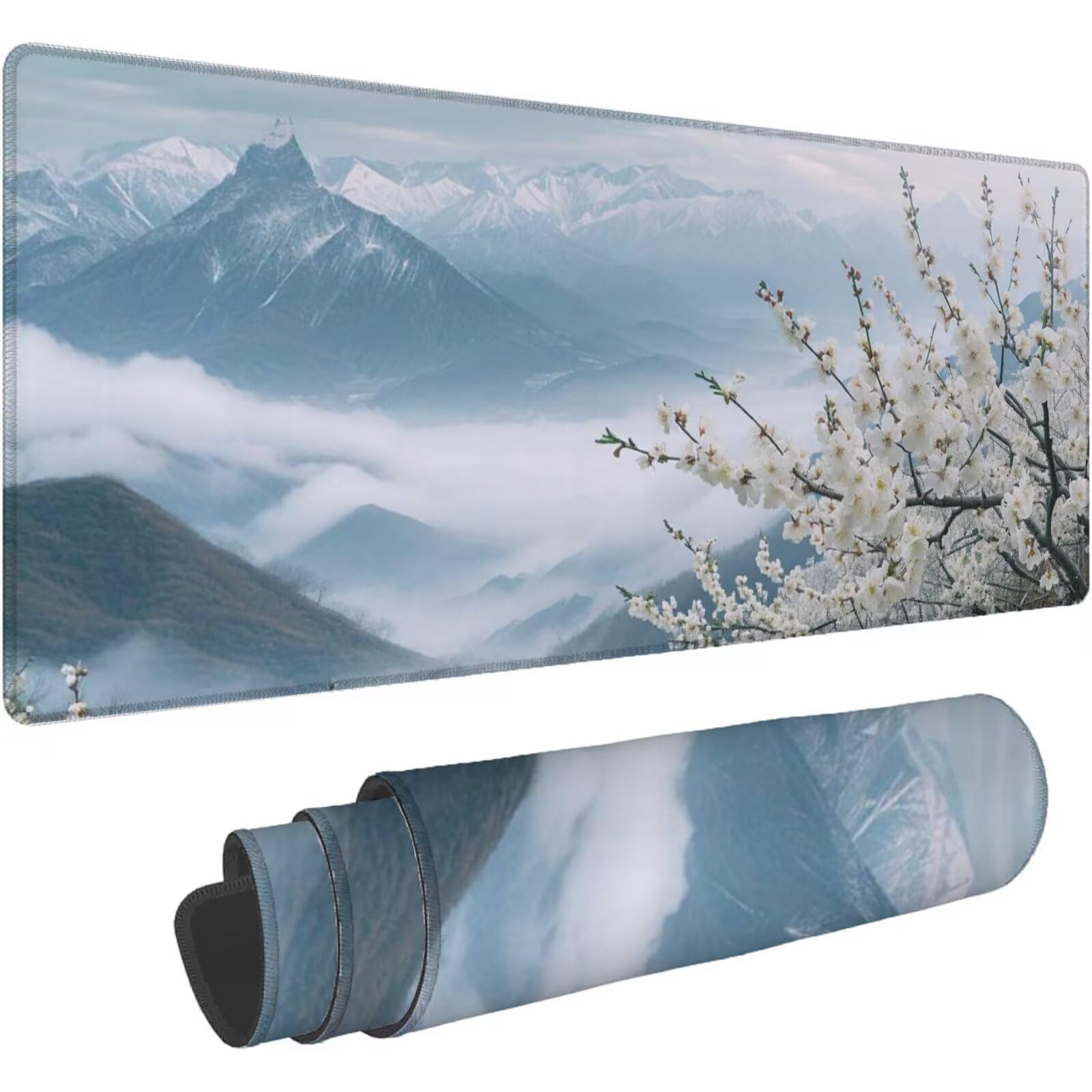 Podkładka pod mysz dla graczy beżowa podkładka pod mysz XXL 1200 x 600 mm mata biurkowa podkładka pod mysz kwiaty wodoodporna akcesoria biurowe do gier szyte krawędzie poprawia precyzję i szybkość