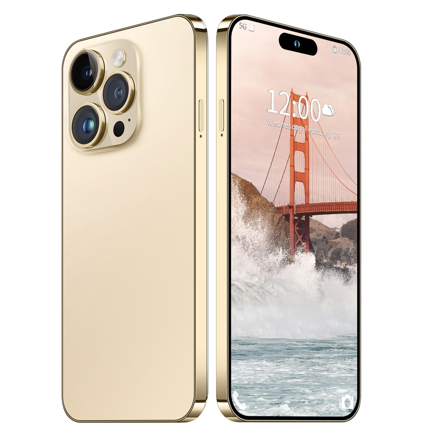 15 ProMax Smartphone, 6+256GB Unlocked Phone, Android 13.0, 48+108MP Zoom Camera, Mobile Phone with Build-in Pen,Long Battery Life 6800mAh, Dual SIM, 6.7“ HD Screen,5G/4G (Gold)