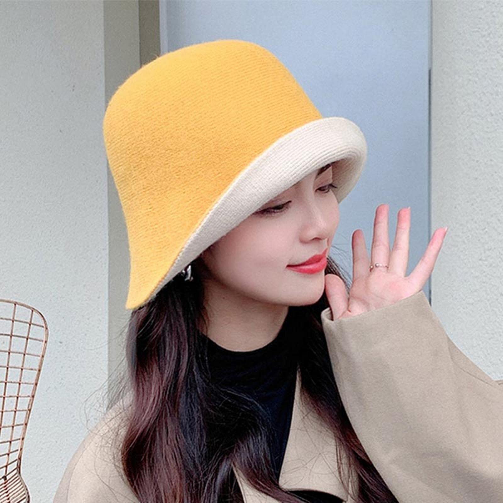 Chapeau bob pour femme multifonction double face solide tricoté chapeau de pêcheur chaud loisirs