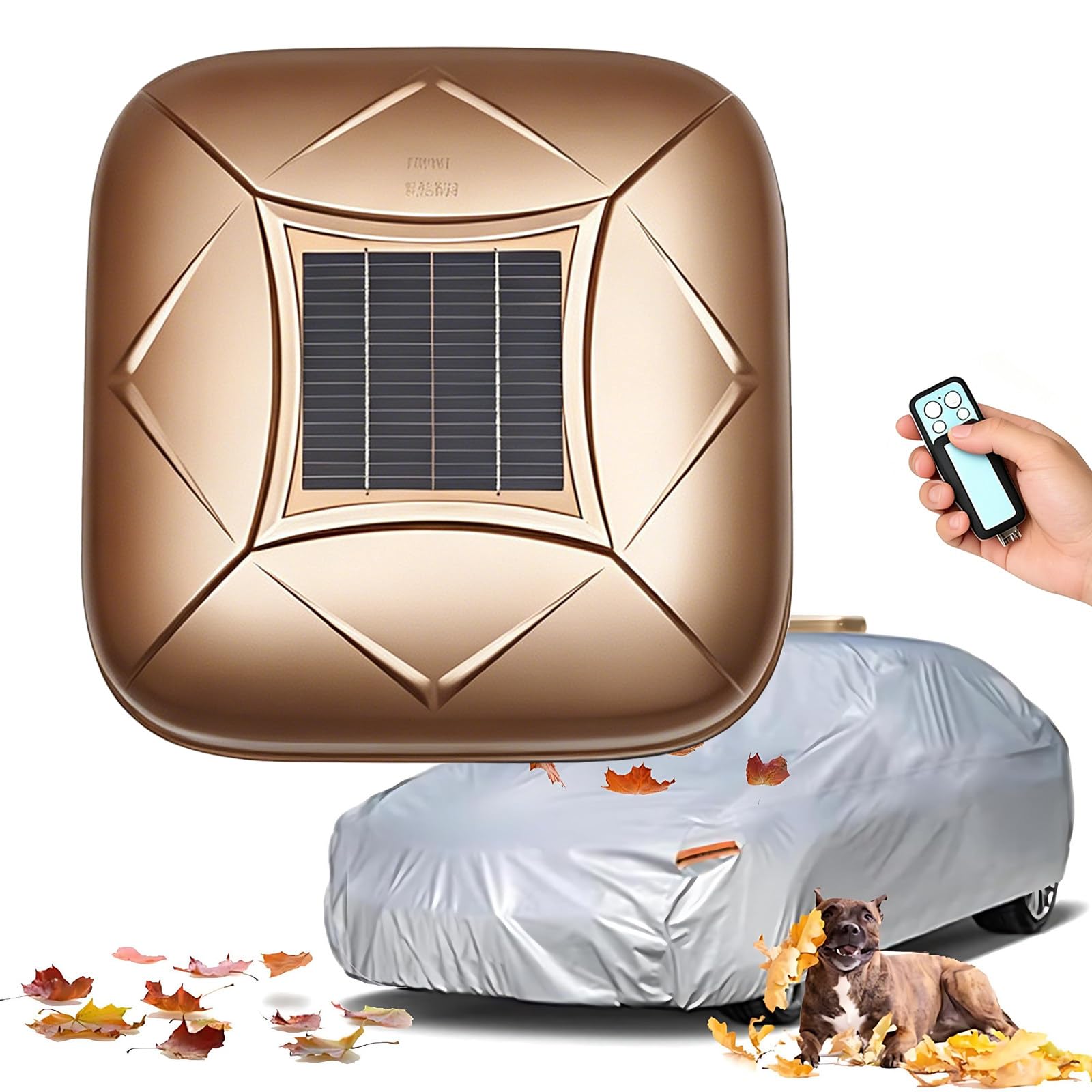 Lunauemaya Gold Solar Powered Fully Automatic Car Cover, Smart Remote Control Retractable Auto Car Body Cover, All Weather Waterproof Uv Protection Dustproof Anti-Theft Car Tent For Sedan & Suv -Yxxl