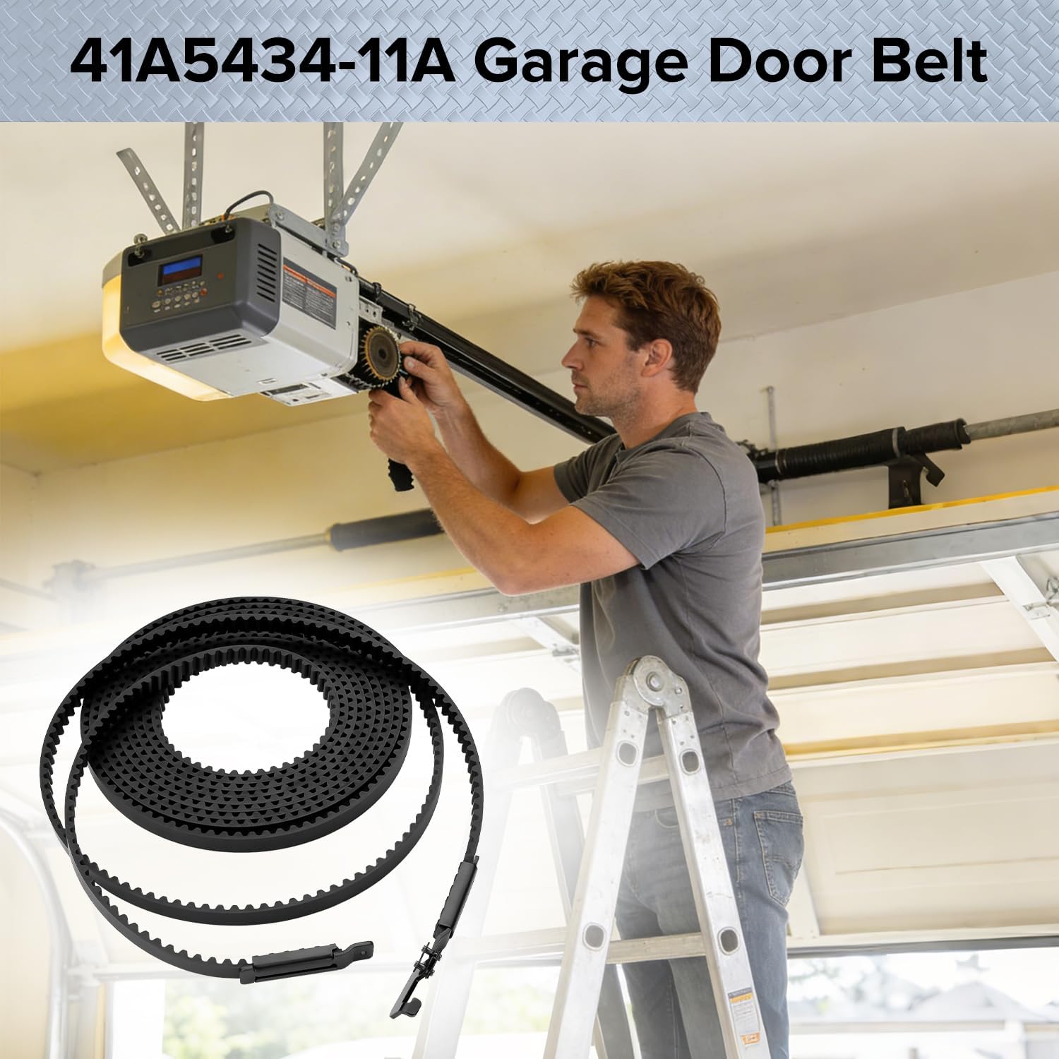 Magisale Garage Door Opener Belt 41A5434-11A, 235" Replacement Drive Belt for 7ft Doors, Compatible with LiftMaster, Chamberlain, Sentex, Whisper Models, Durable & Easy to Install