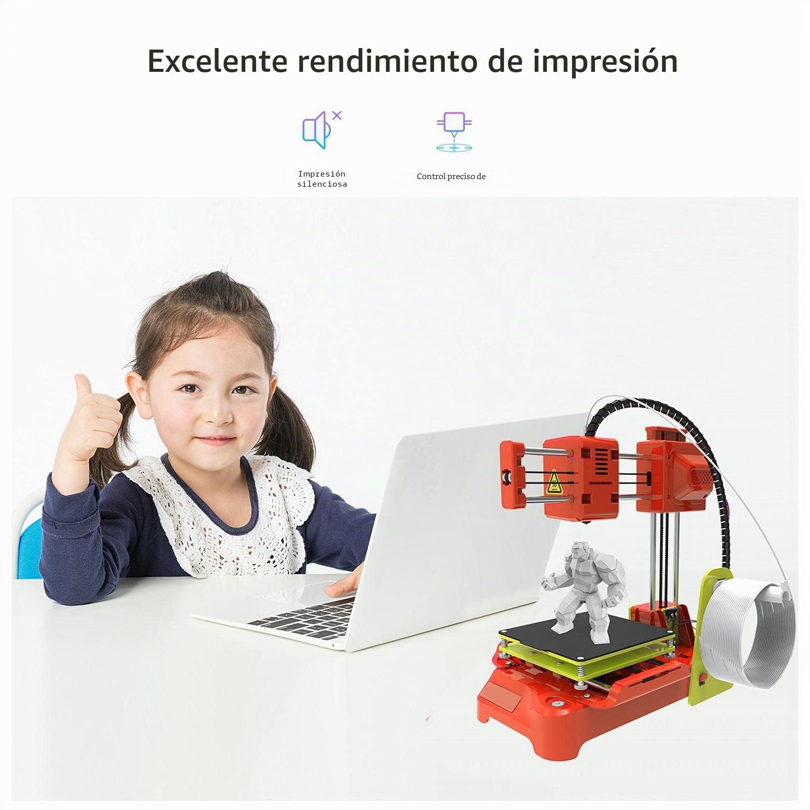 BuyWeek Mini Impresora 3D, Impresora 3D de Escritorio K7,Impresora 3D Fused Deposition Modeling para niños, educación para Estudiantes, Suministros de impresión PLA