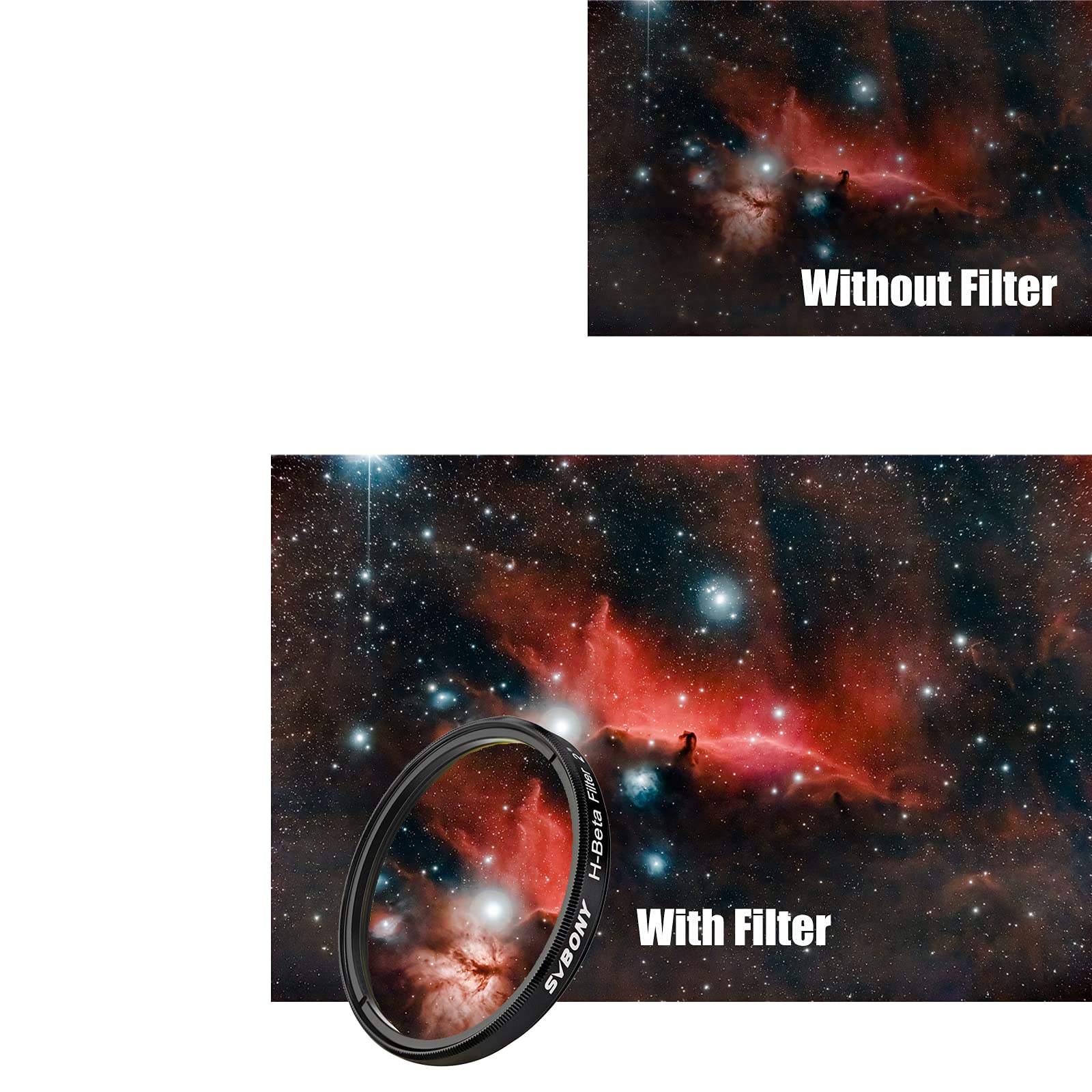 SVBONY SV132 Filtre de télescope H-Beta 25 nm 5,1 cm Visuel Nébulosité Oculaire Filtre pour Cheval Nebula California et Nébuleuse de Cocon dans les Ciels Noirs