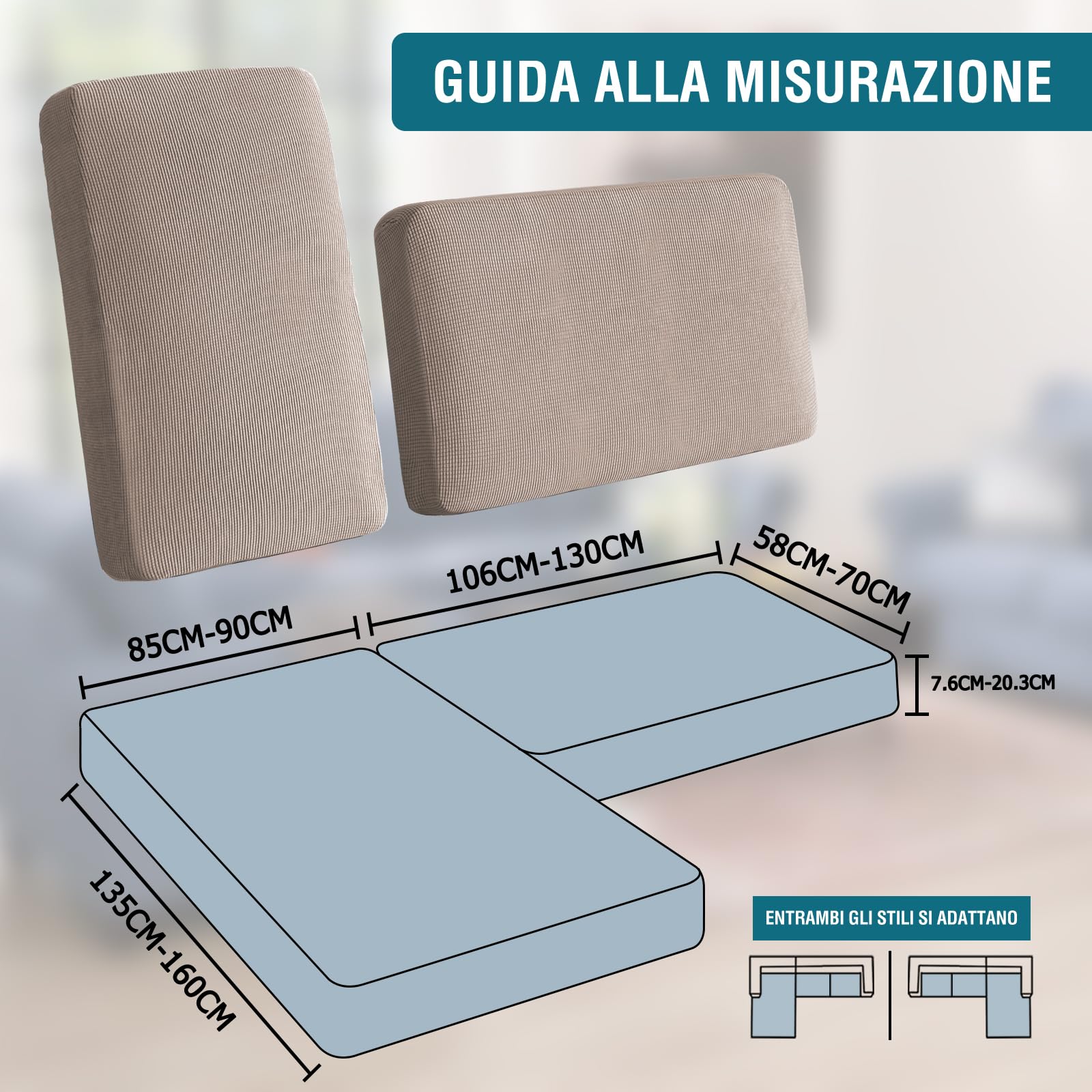 BellaHills Elasticizzato Copridivano 2 Posti Con Penisola, Copridivano Angolare Destra/Sinistra Universale, Lavabile Copri Divano Chaise Longue Antigraffio Gatto (2 Posto + Chaiselongue, Sabbia)