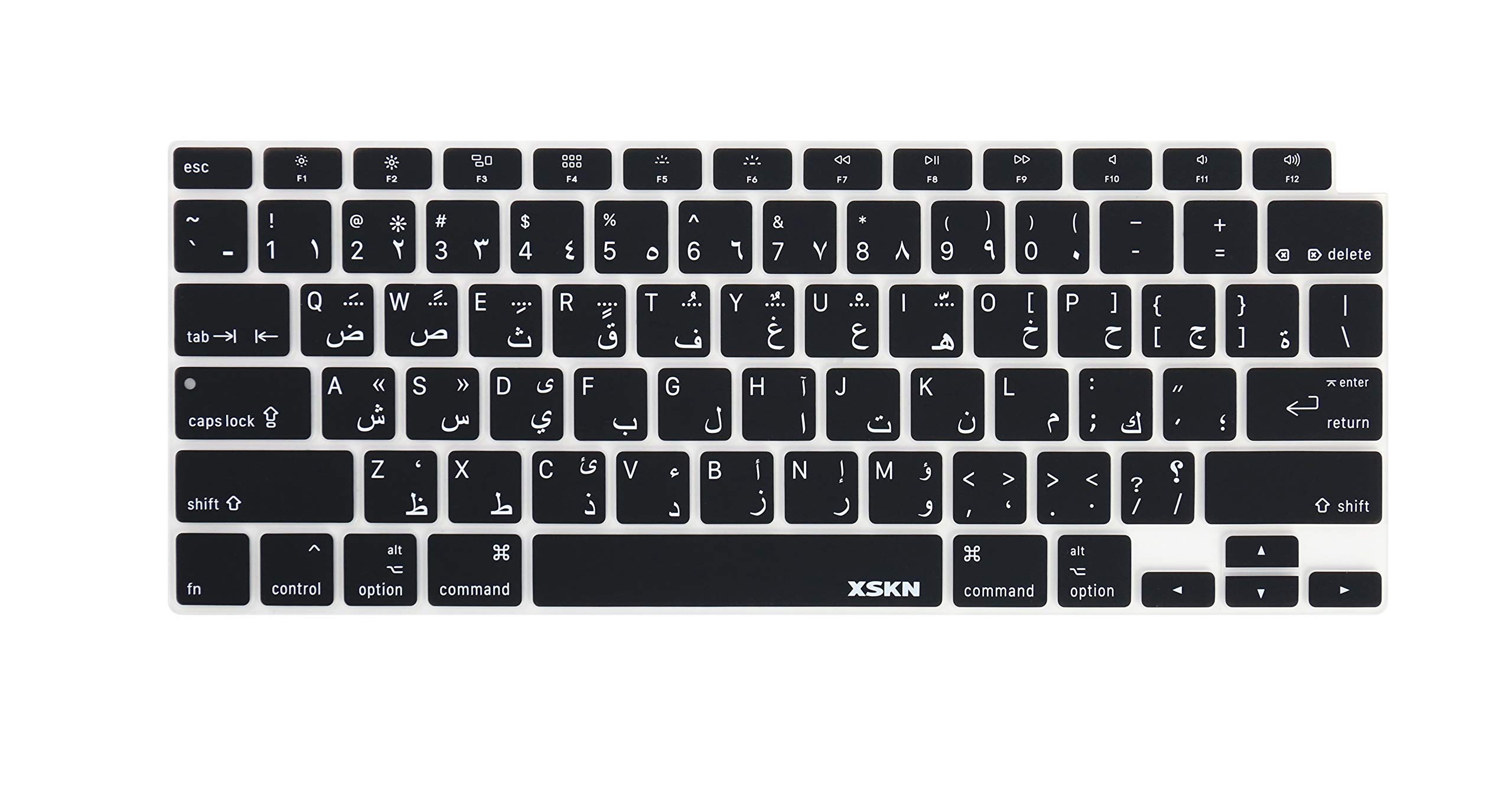 XSKN Arabic/English Language Black US Version Silicone Keyboard Cover Skin Compatible with 2020 New MacBook Air 13.3 inch A2179 A2337 with Touch ID Retina Display Keyboard