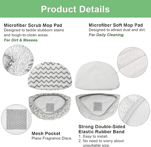 Miniatura 3 de Paquete de 10 almohadillas de repuesto para trapeador de vapor 1940 1806 para almohadilla de trapeador de vapor Bissell Powerfresh. Compatible con