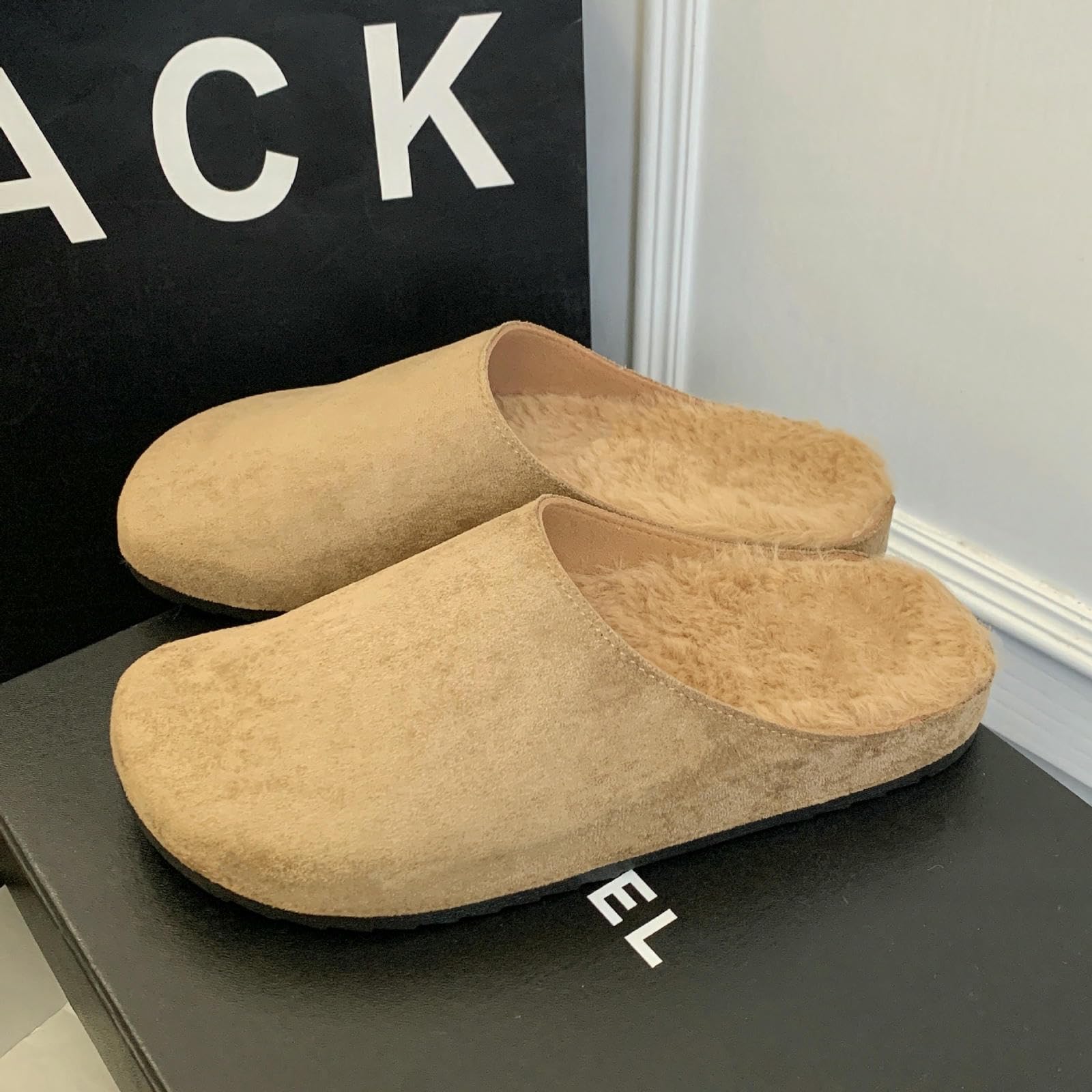 Donna Pantofole Mule in Pelle Pel