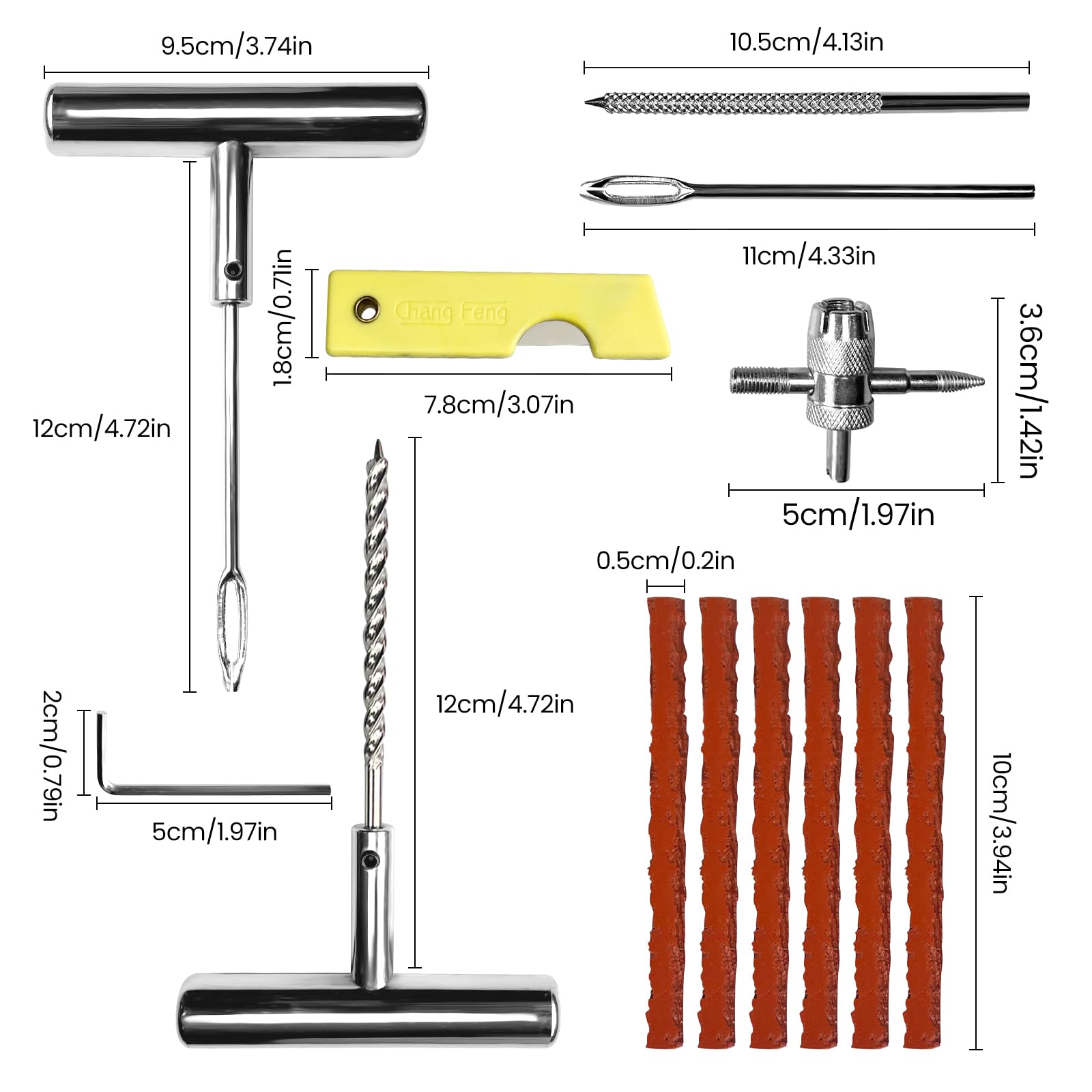 27PCS Kit Repara Pinchazos para Coche/Moto/Caravana, Kit antipinchazos neumático, Arreglar pinchazos en 3 Minutos, Mechas + Accesorios completos, Compacto para Maletero, Fácil Uso sin Experiencia