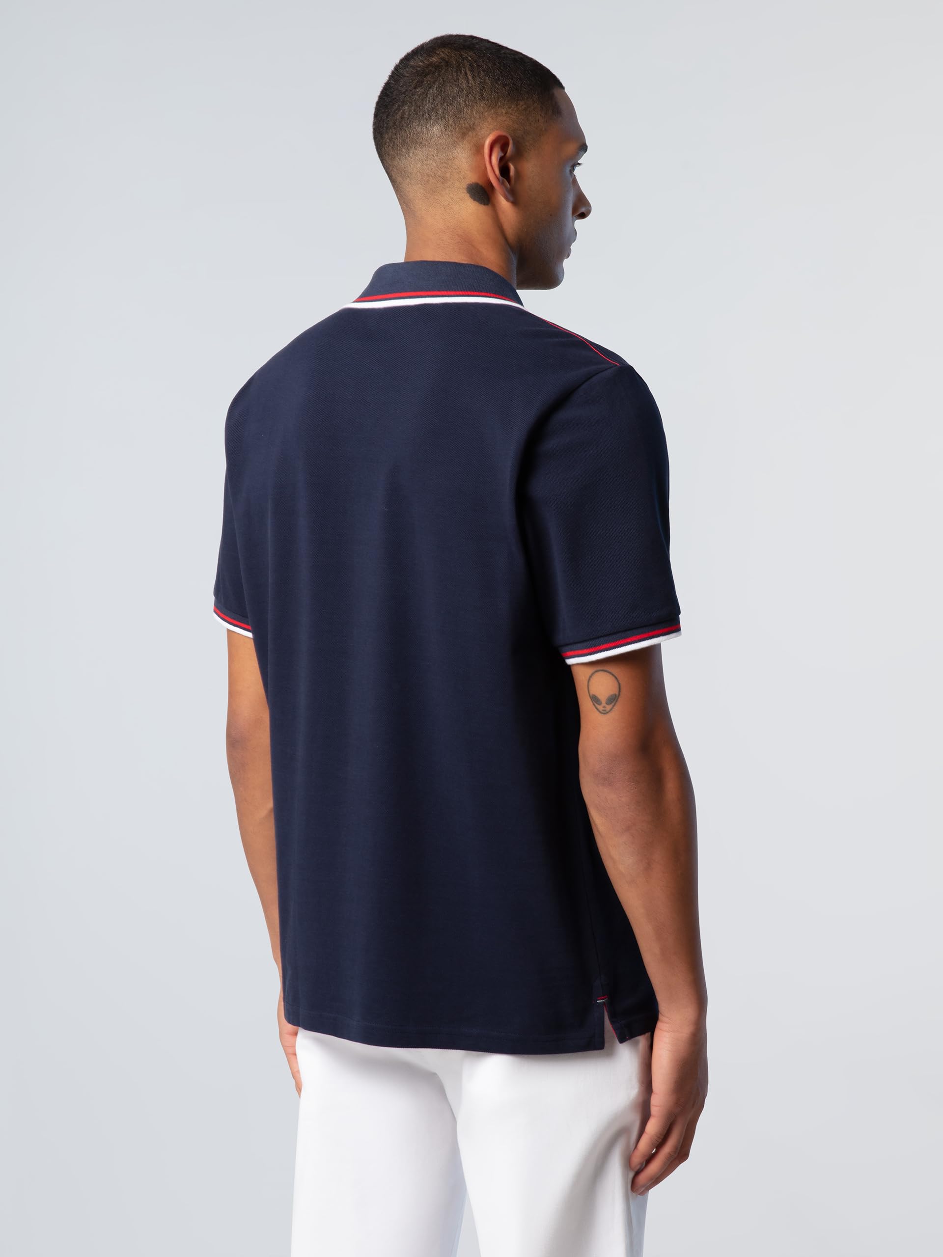 NORTH SAILS Polo Uomo in piqué di Cotone Organico con Dettagli a Righe
