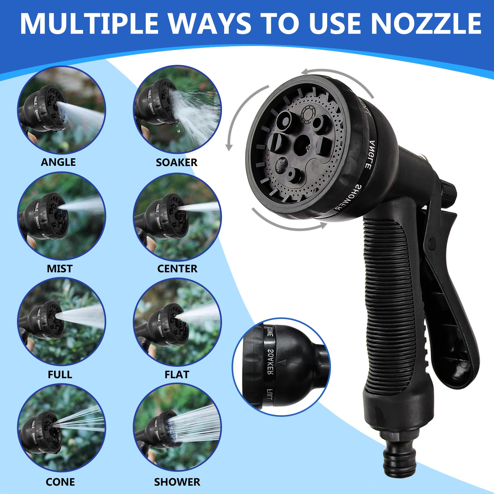 Tubo flessibile da giardino espandibile da 30 m, con ugello spray a 8 funzioni, 3 tubi flessibili espandibili durevoli con connettori in ottone anti-perdite da 3/4" 1/2" per giardinaggio, prato