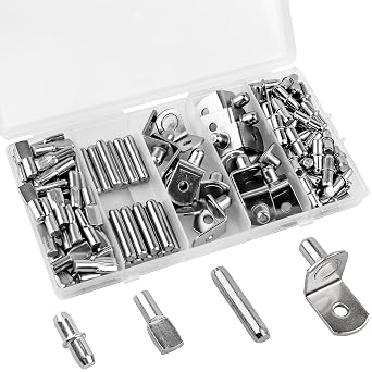 145 Pcs Shelf Pins Kit, Upgraded Shelf Pins 4 Styles, 5mm & 1/4inch Nickel Shelf Support Pegs, Cabinet Shelf Pegs for Shelves, Shelf Support for Bookshelf Kitchen Cabinet Shelf Pegs. 145