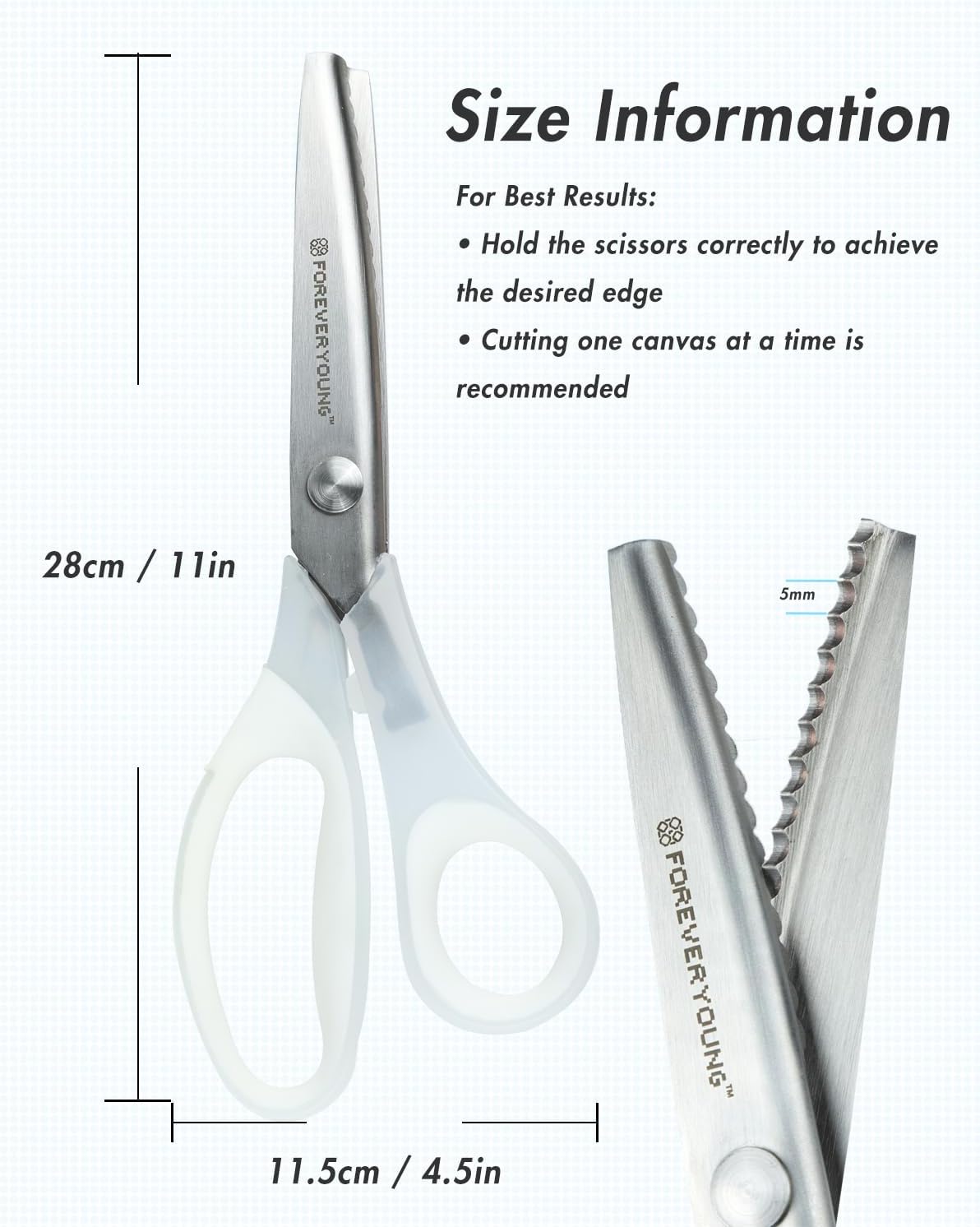 Foreveryoung Scallop Edge Pinking Shears Diamond Art Accessories, Scallop Scissors for Sewing, Fabric Cutting & DIY Crafts, Ideal Tool for Diamond Painting Lovers & Crafters (Scalloped 5mm)