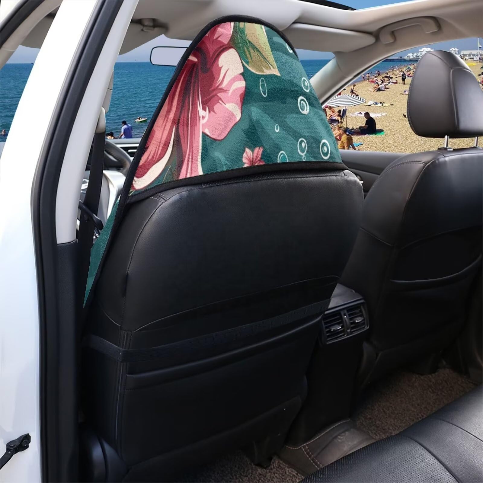 STUOARTE 4 Pack Car Seat Covers - Ocean Sea Turtle Print, Soft Elastic Universal Fit For Cars, SUV, Truck - Protects & Decorates Front & Rear Seats