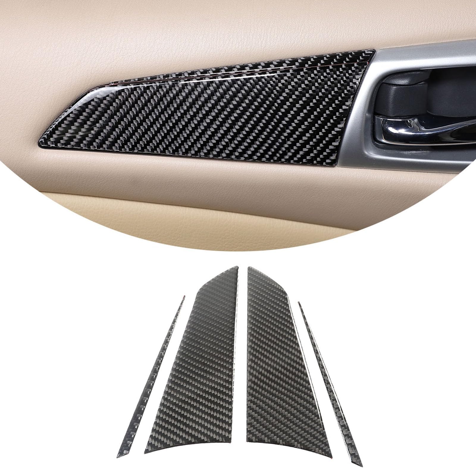 Soft Black Carbon Fiber 3D Sticker Car Inner Front Door Trim Panel,for Nissan Pathfinder 2013 2014 2015 2016 2017 2018 Car Inner Door Handle Frame Rear Trim Panel Molding Sticker,Interior Accessories