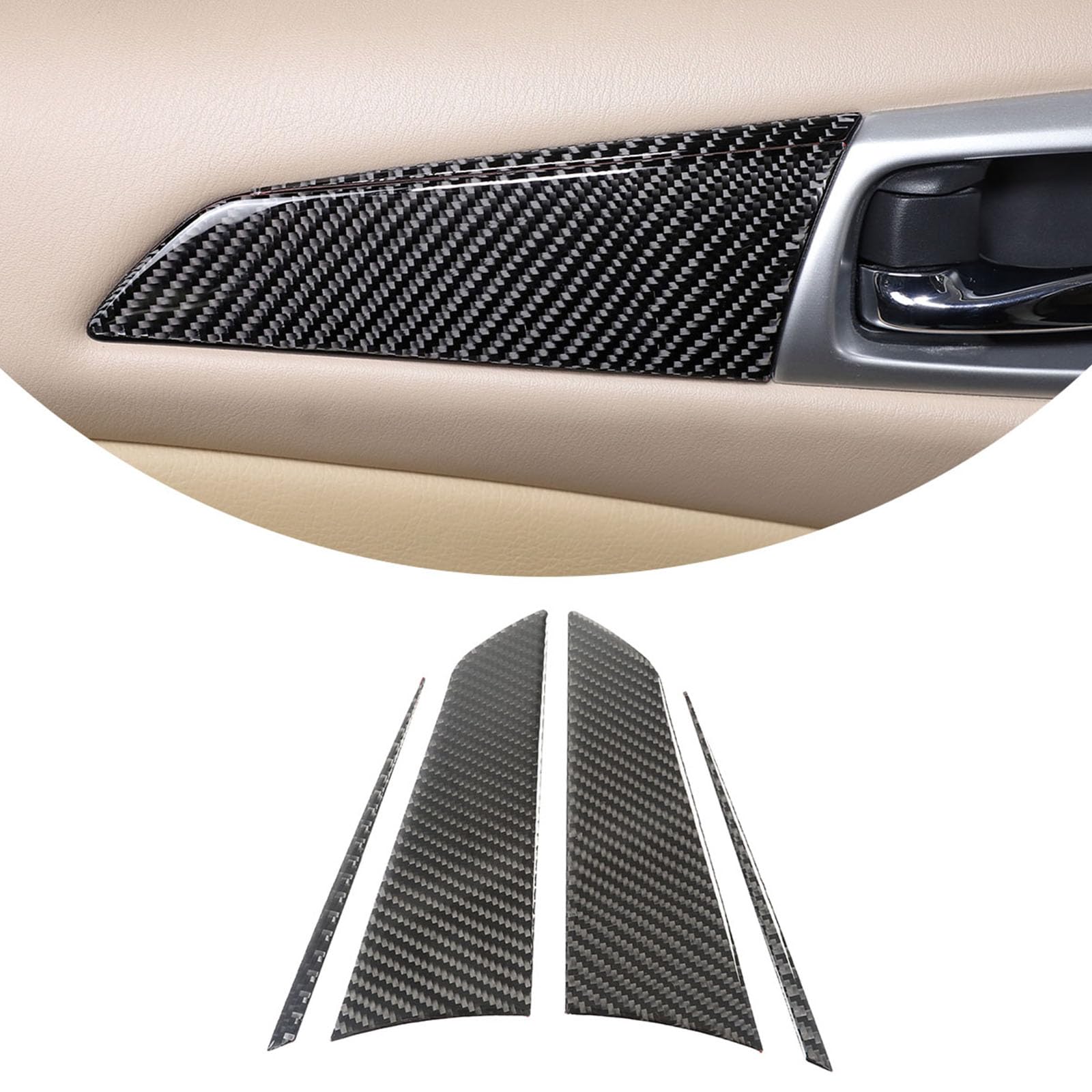 Soft Black Carbon Fiber 3D Sticker Car Inner Front Door Trim Panel,for Nissan Pathfinder 2013 2014 2015 2016 2017 2018 Car Inner Door Handle Frame Rear Trim Panel Molding Sticker,Interior Accessories