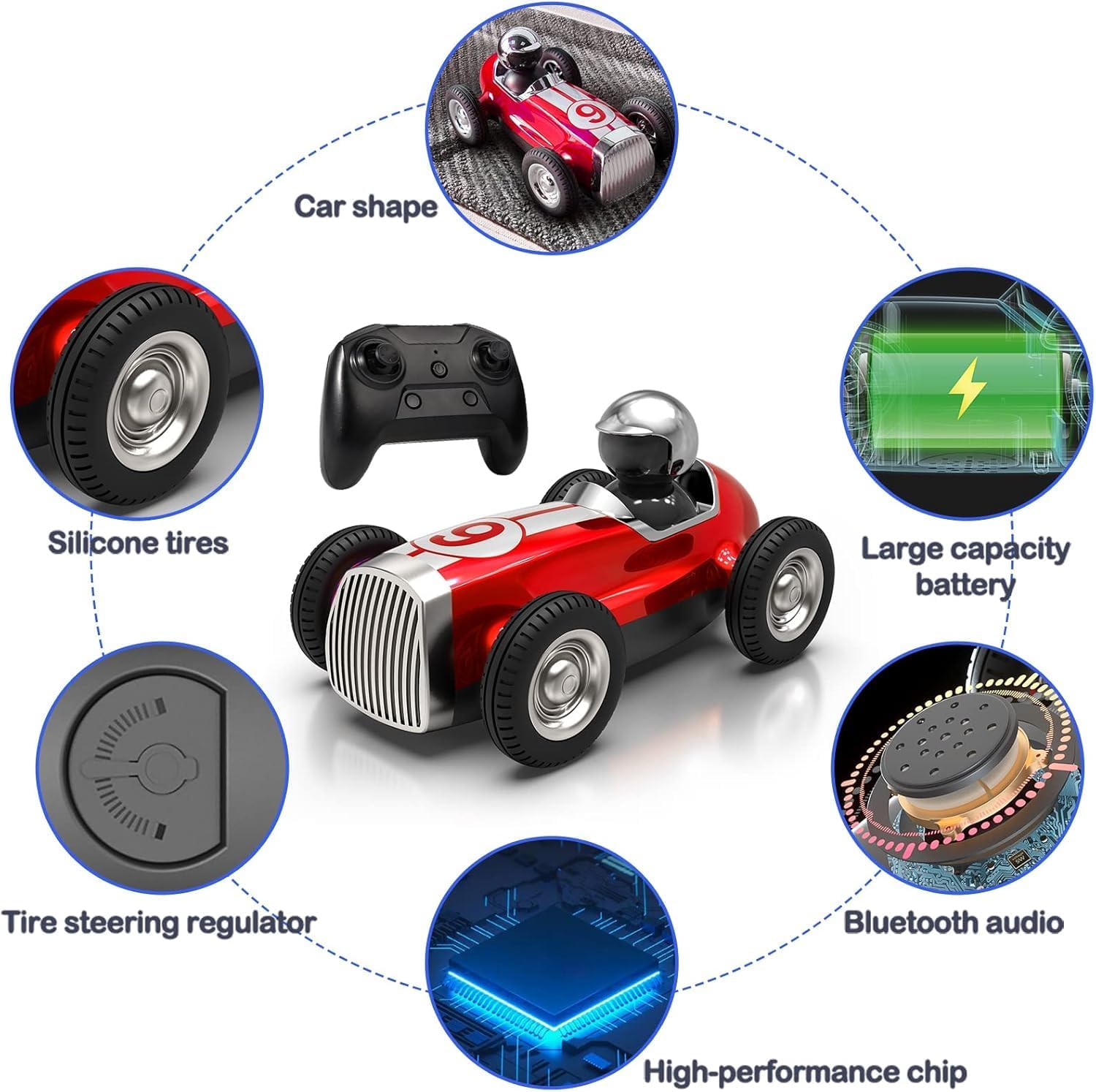 KIZJORYA RC Cars with Hi-Fi Wireless Bluetooth Speakers - Outdoor Indoor Powerful Portable Speaker, Remote Control Car Truck for Boys Girls Kids Adults, 2.4GHz Rechargeable Music RC Truck for Kids 2