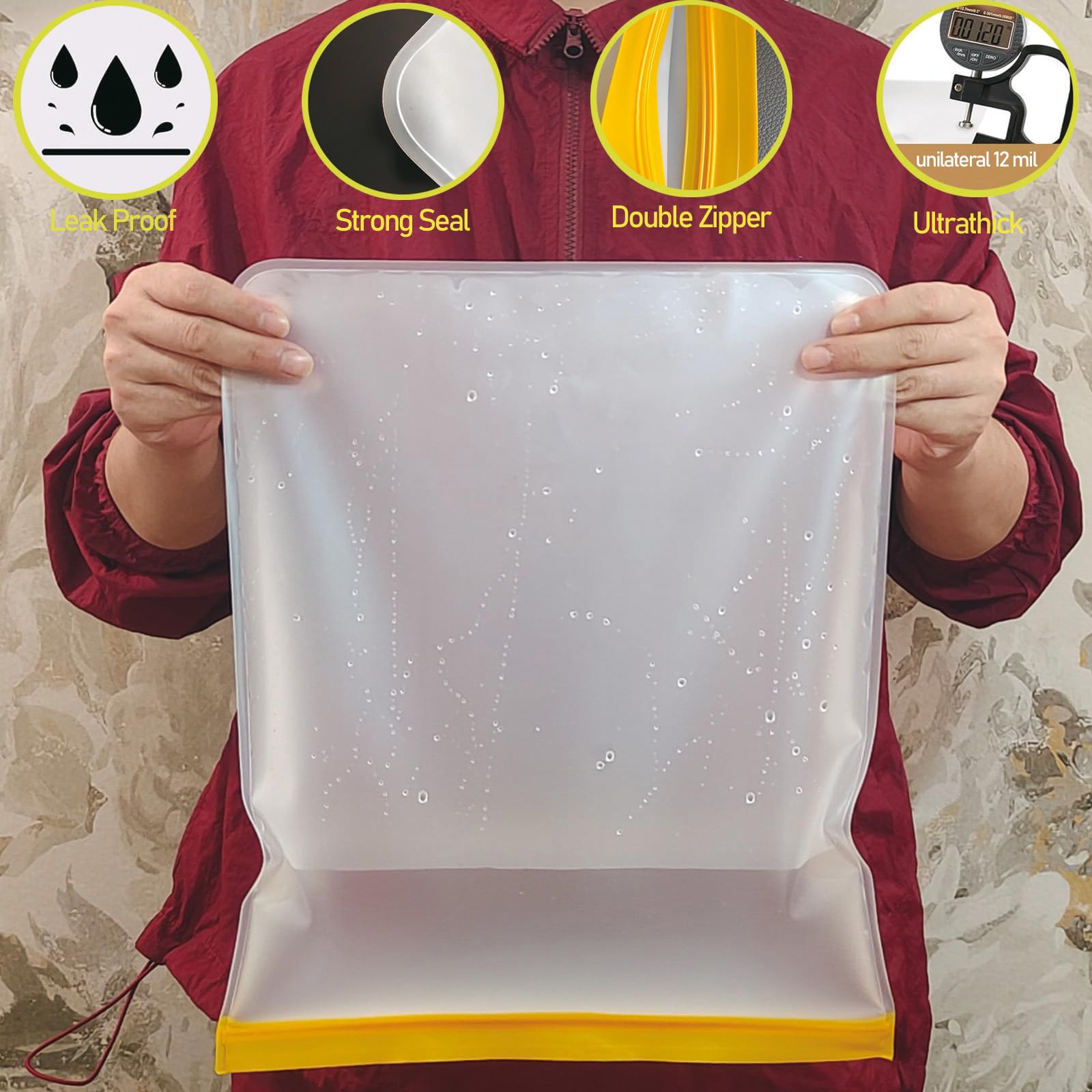 12 bolsas reutilizables para almacenamiento de alimentos, 4 tipos de diferentes tamaños, a prueba de fugas, bolsas reutilizables para congelador, sin BPA, utilizadas para almacenamiento en el hogar y