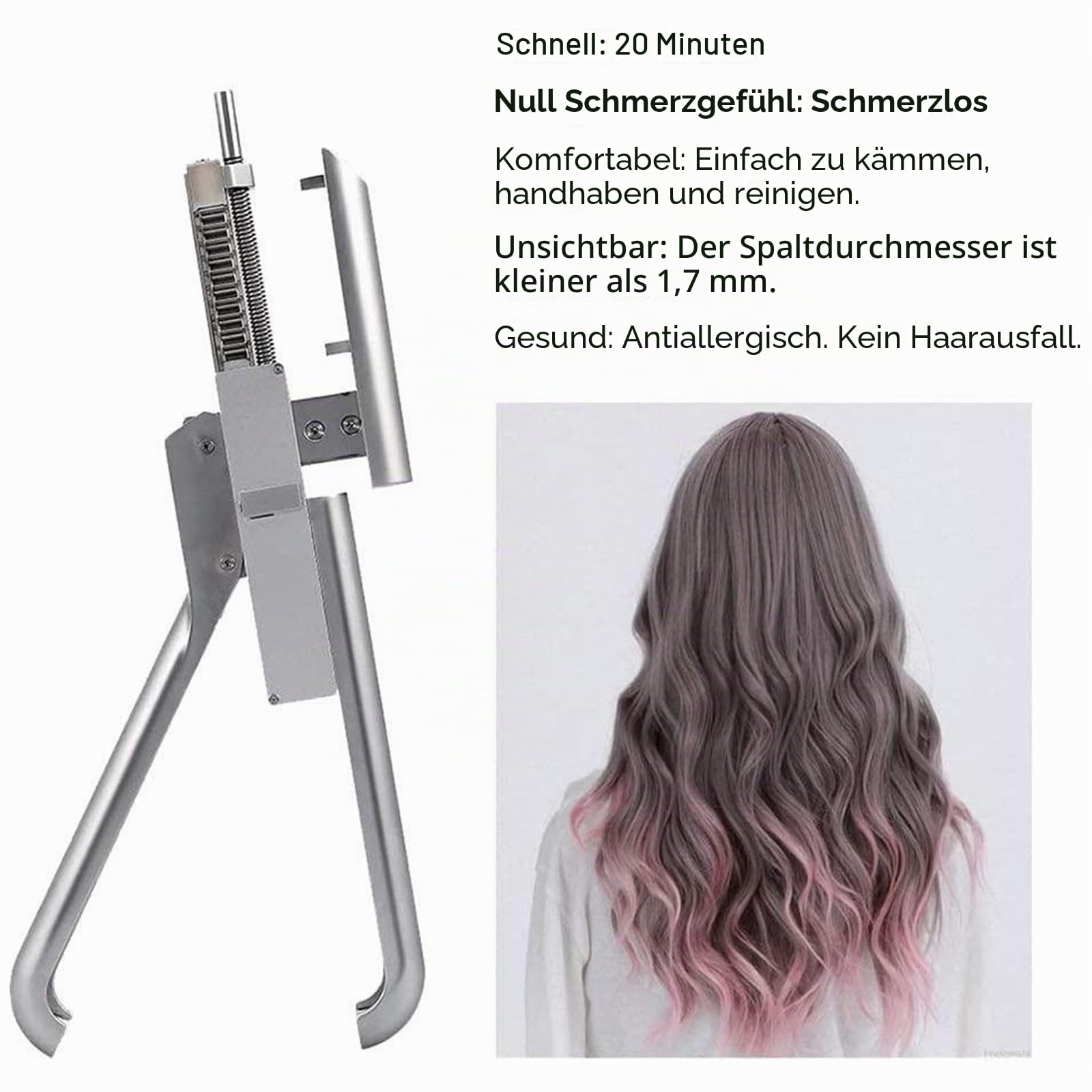 6D-Haarverlängerungsmaschinen-Set Für Salon-Echthaar, 1 Reihe, 10 Bündel, Versteckte, Spurlose Haarverlängerungen, Schnelle Installation Und Entfernung, Einfach Zu Verwenden