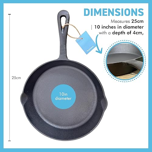 Miniatura 4 de Sartén de hierro fundido de 10 pulgadas, apta para horno, sartén para uso en interiores y exteriores, utensilios de cocina de hierro fundido, sartén