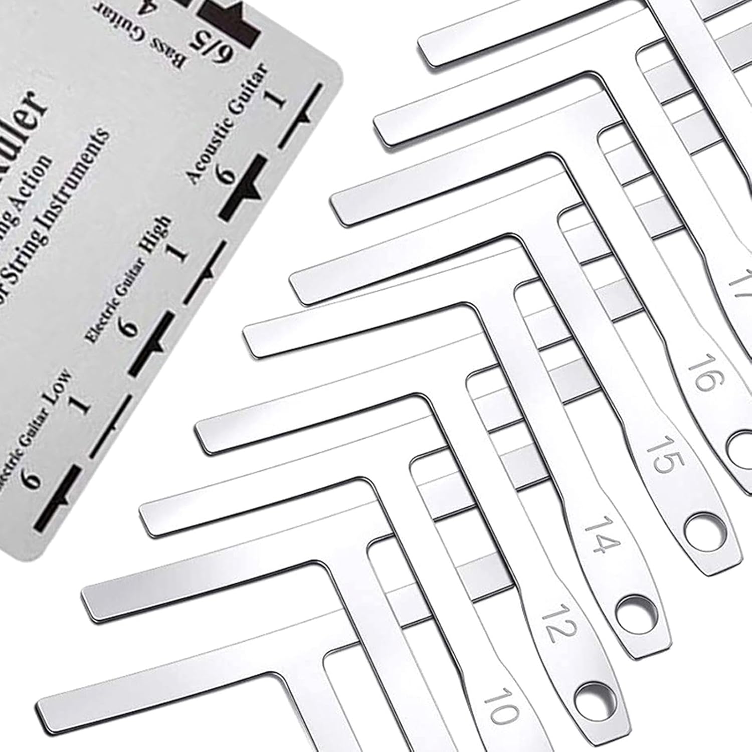 CALANDIS™ 9Pcs Understring Radius Gauge with Guitar String Height Ruler Measuring Tool | Guitar Builder/Luthier Supply | I2