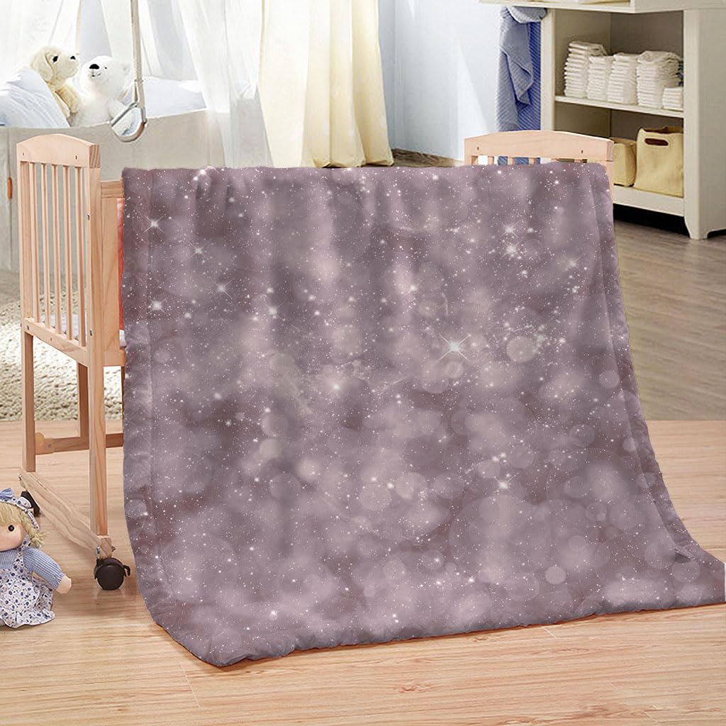 Manta De Franela De Microfibra 180X200Cm Manta De Felpa Suave Para Sofá Cama 3D Cielo Estrellado Púrpura De Fantasía Impresión Patrón Manta Polar Invierno Gruesa Y Esponjosa Caliente Transpirable
