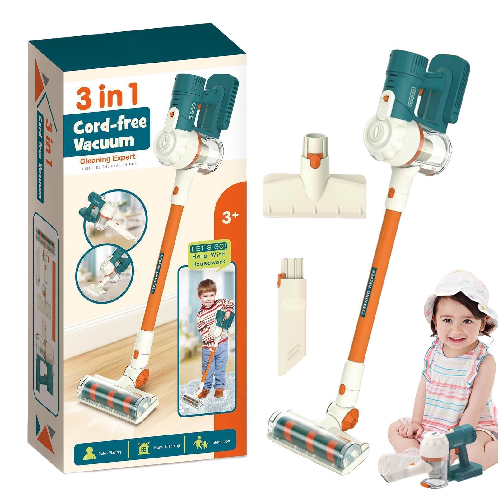Aspirapolvere giocattolo - Set da per la pulizia dei bambini da 74 | cm, Spazzatrice musicale illuminata | Giochi interattivi di finta pulizia per la ricreazione domestica Attività genitore-figl