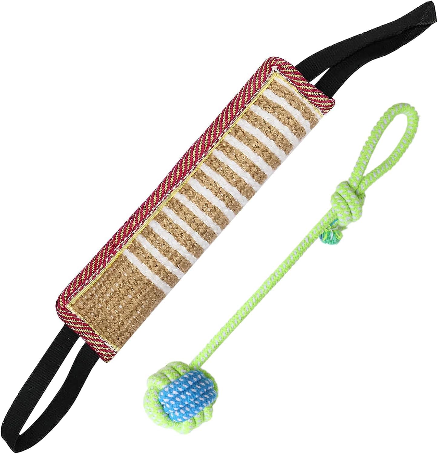 Storystore Dog Tug Toy Dog Bite Pillow Jute Bite Toy with 2 Strong Handles