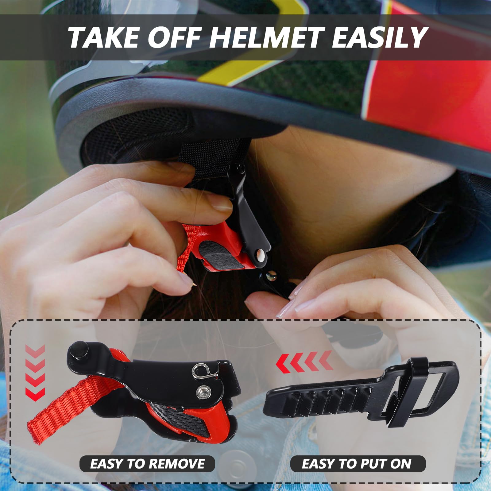 Set di fibbie a sgancio rapido per casco, fibbia per casco da bicicletta, accessori per casco da moto, fibbia per un fissaggio stabile, facile da montare, adatto per moto, casco da bicicletta