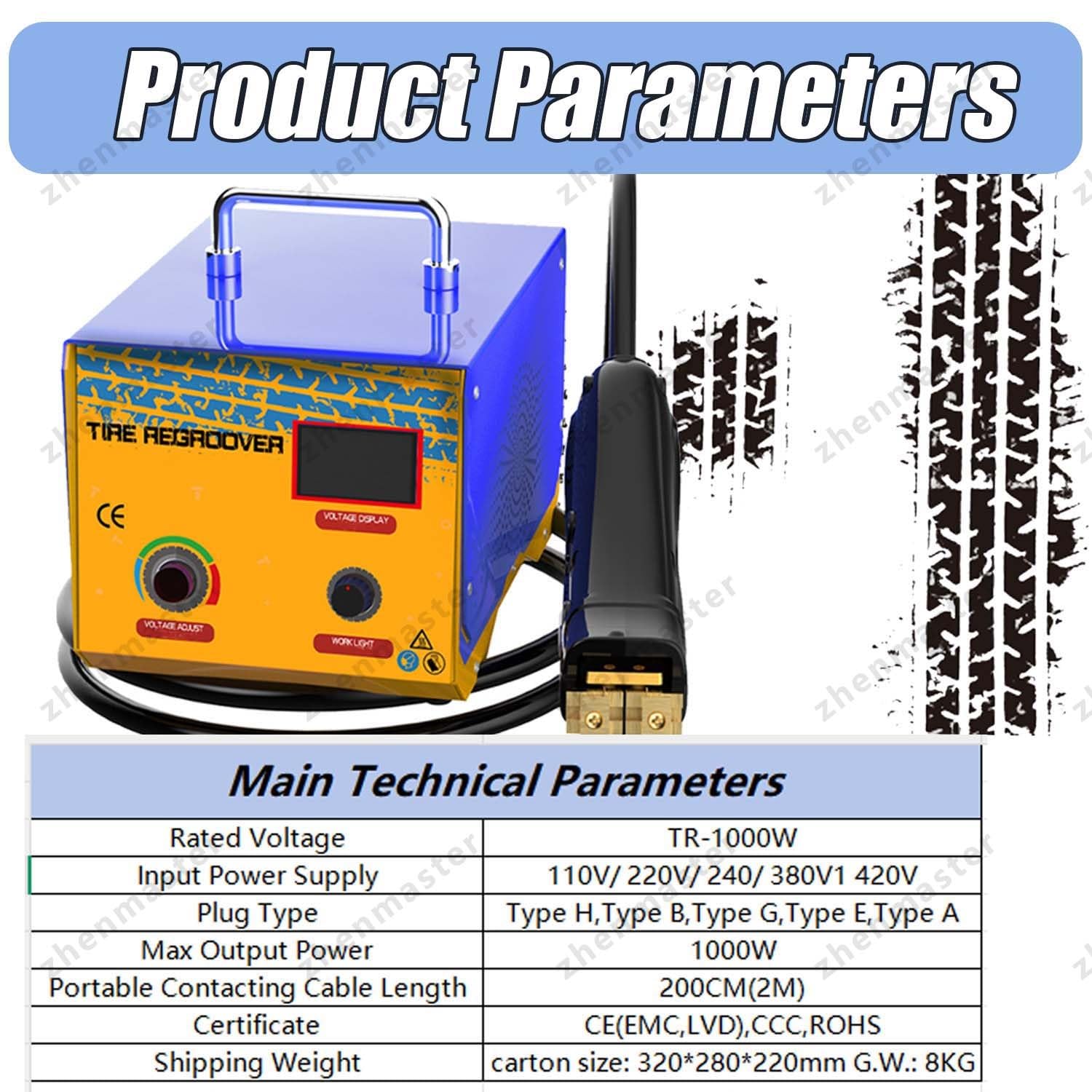 Máquina Ranuradora De Neumáticos 1000W Profesional Con 20 Cuchillas U/V, Ancho 2-14mm, Profundidad 9-14mm, Regroover Para Ruedas De Camión, Coche, ATV Y Neumáticos Industriales