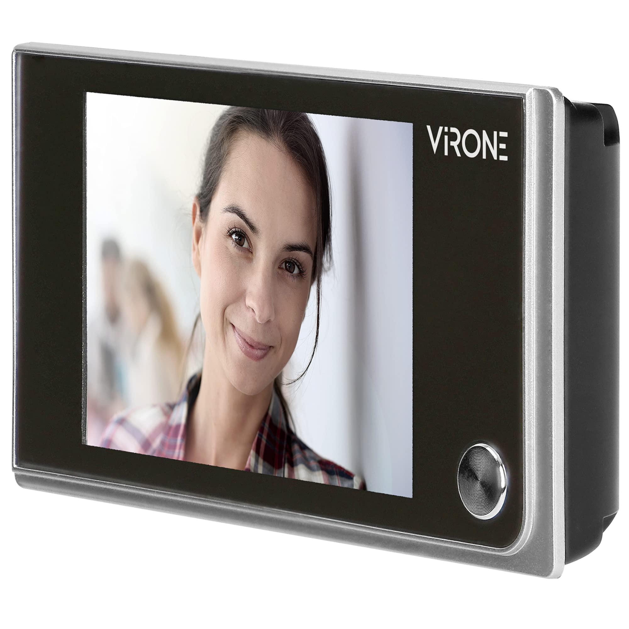 Virone DV-1 Judas De Porte Camera Surveillance Grand Angle de Vue LCD 3,5" à Piles Argent