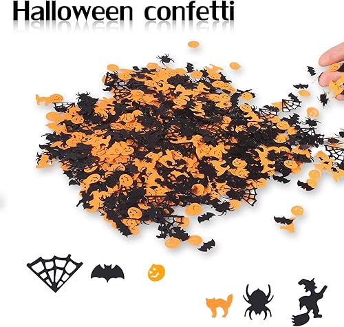Miniatura 2 de Kaliosy Decoración de Halloween, confeti, mesa, dispersos, calabazas, arañas, elfos, murciélagos, brujas, telarañas, estrellas, gato, fantasma,