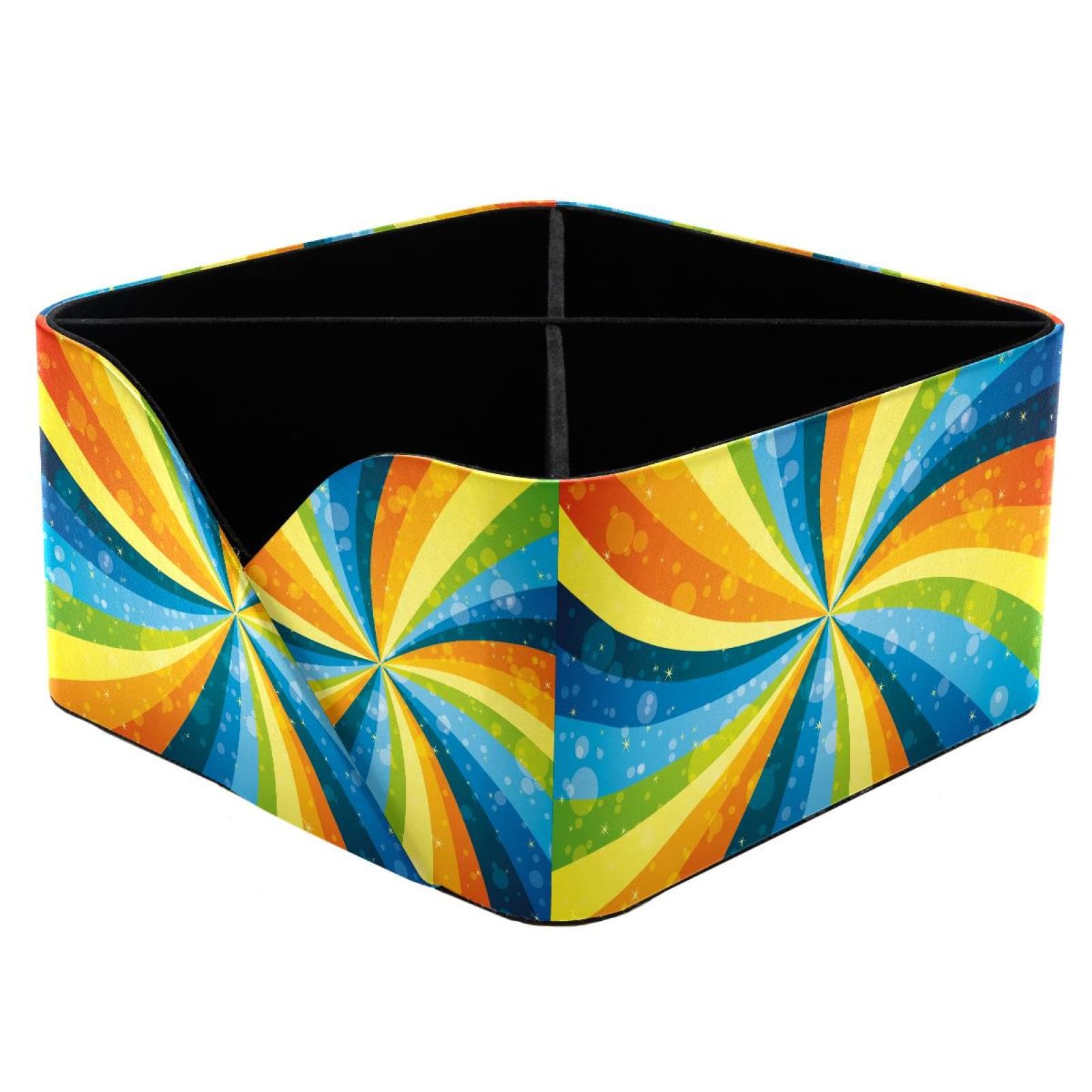 KengjuTesu Colorful Swirl Desktop Organizer Pen Holder, Rectangular Pencil Cup for Office, Study and Makeup Stations