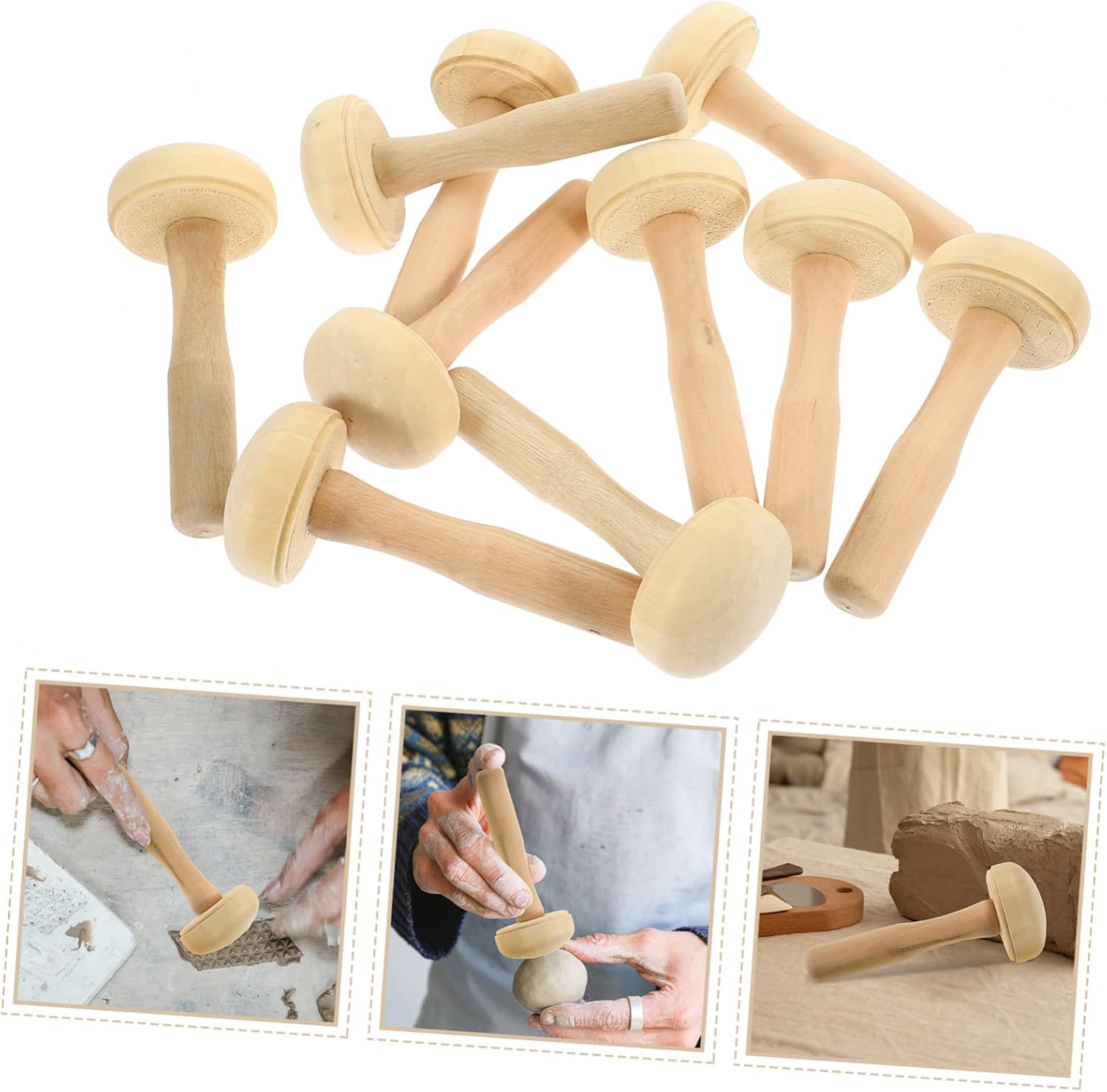 VILLFUL 10pcs Art Ink Roller Wood Printing Ink Roller Smooth Surface for DIY Crafting